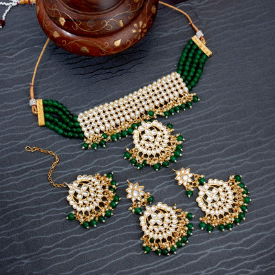 Sukkhi Glorious Gold Plated Kundan & Pearl Choker Necklace Set for Women