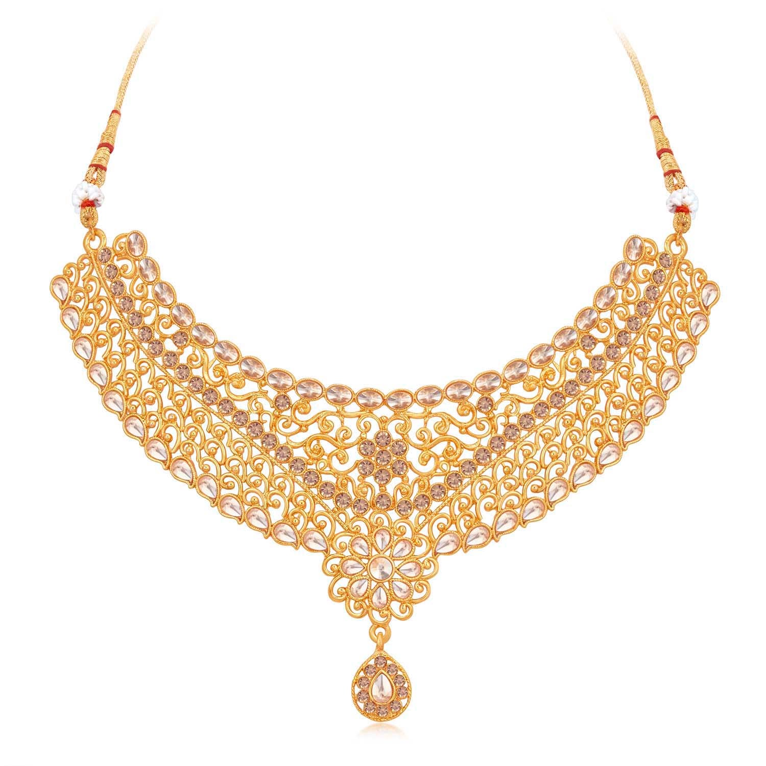 Sukkhi Dazzling Gold Plated Choker Necklace Set for Women