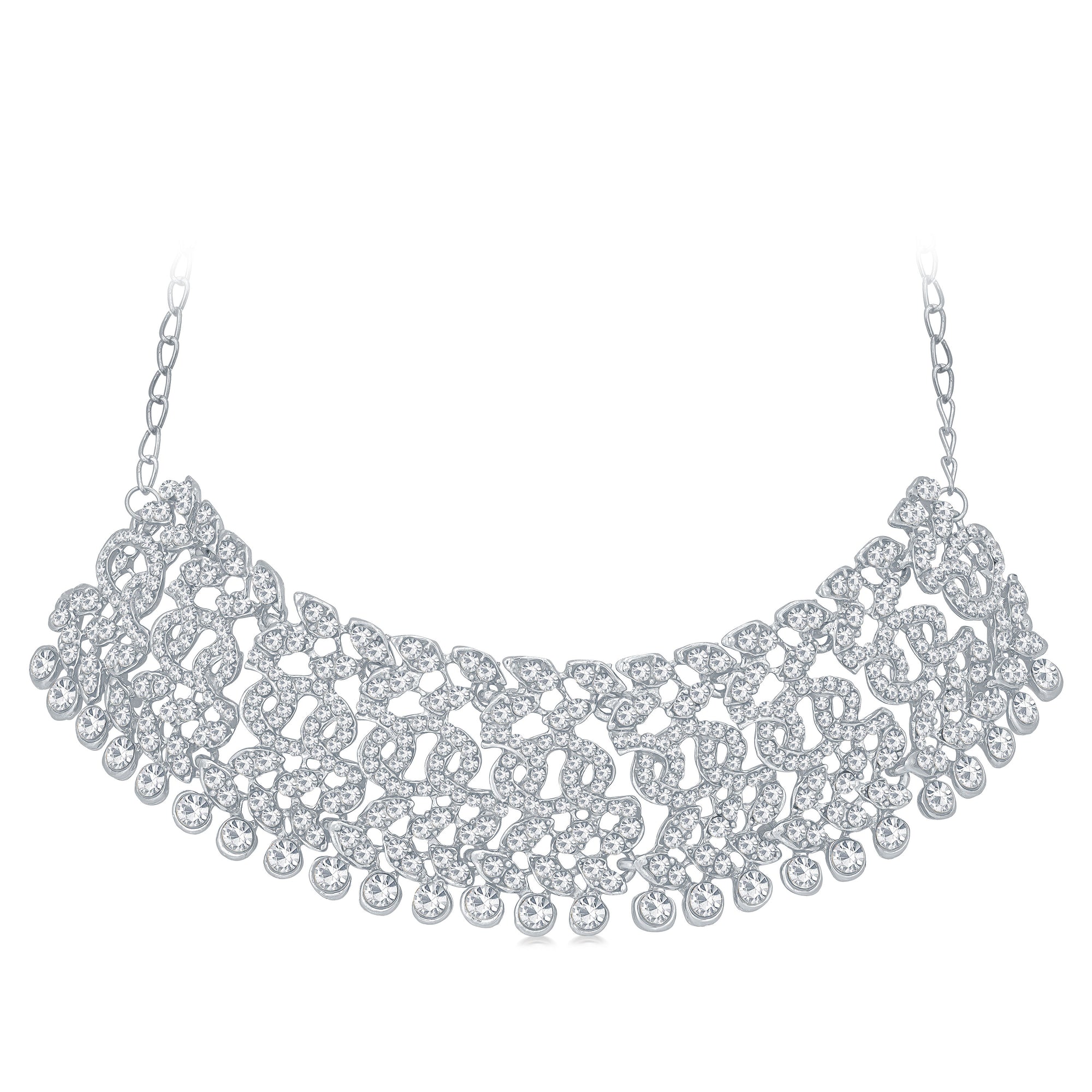 Sukkhi Padmavti Traditional Rhodium Plated Austrian Diamond Choker Necklace Set for Women