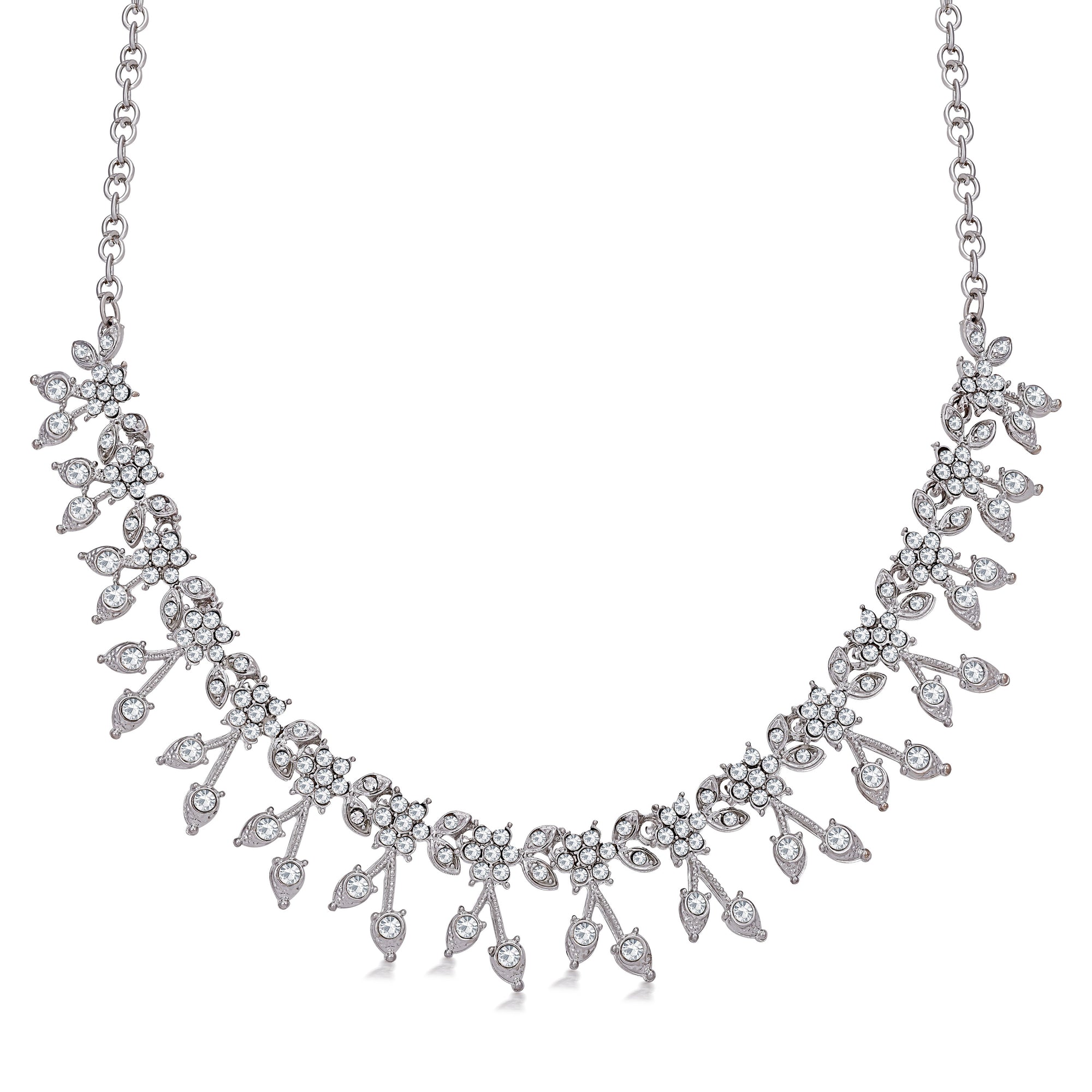 Sukkhi Padmavti Traditional Rhodium Plated Austrian Diamond Princess Necklace Set for Women