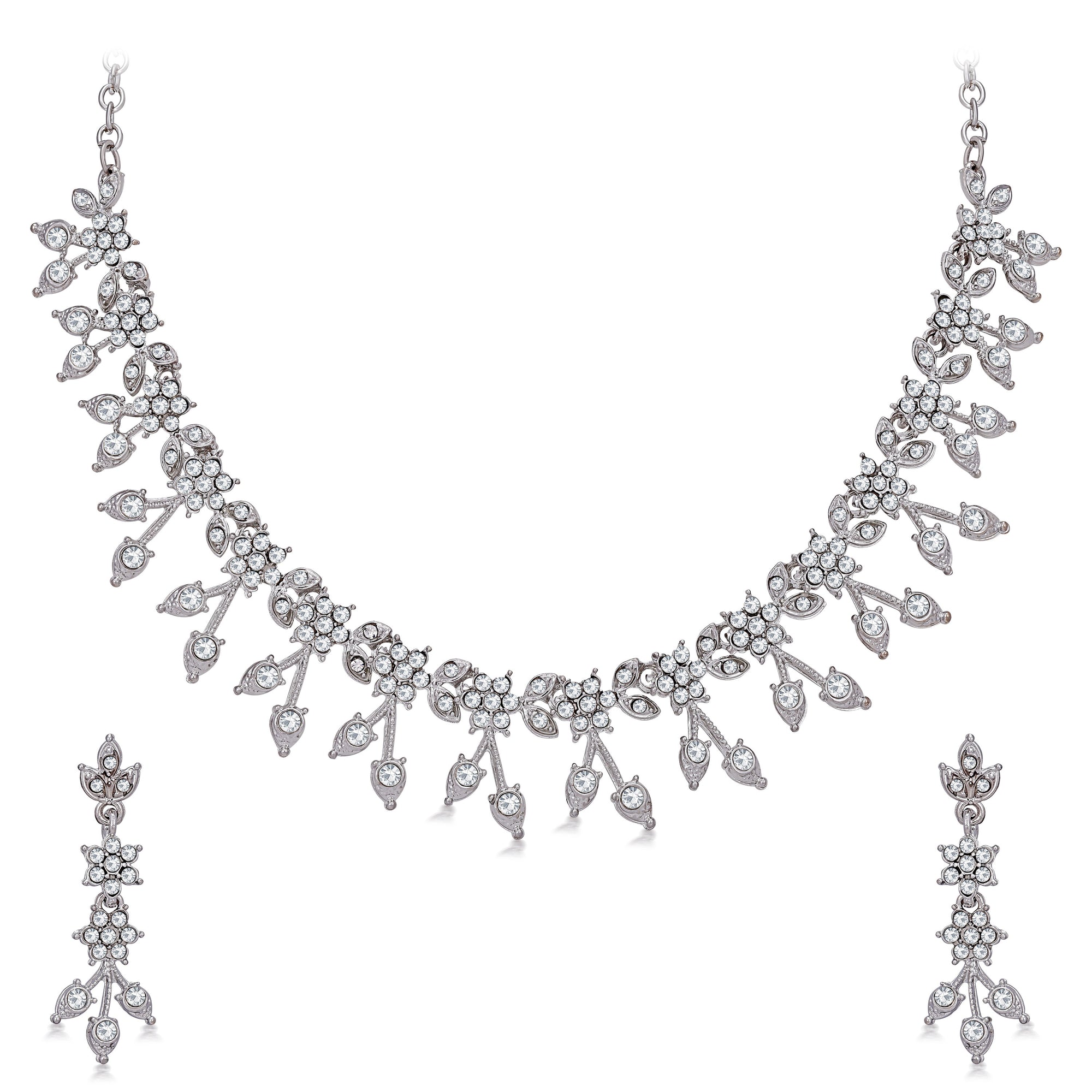 Sukkhi Padmavti Traditional Rhodium Plated Austrian Diamond Princess Necklace Set for Women