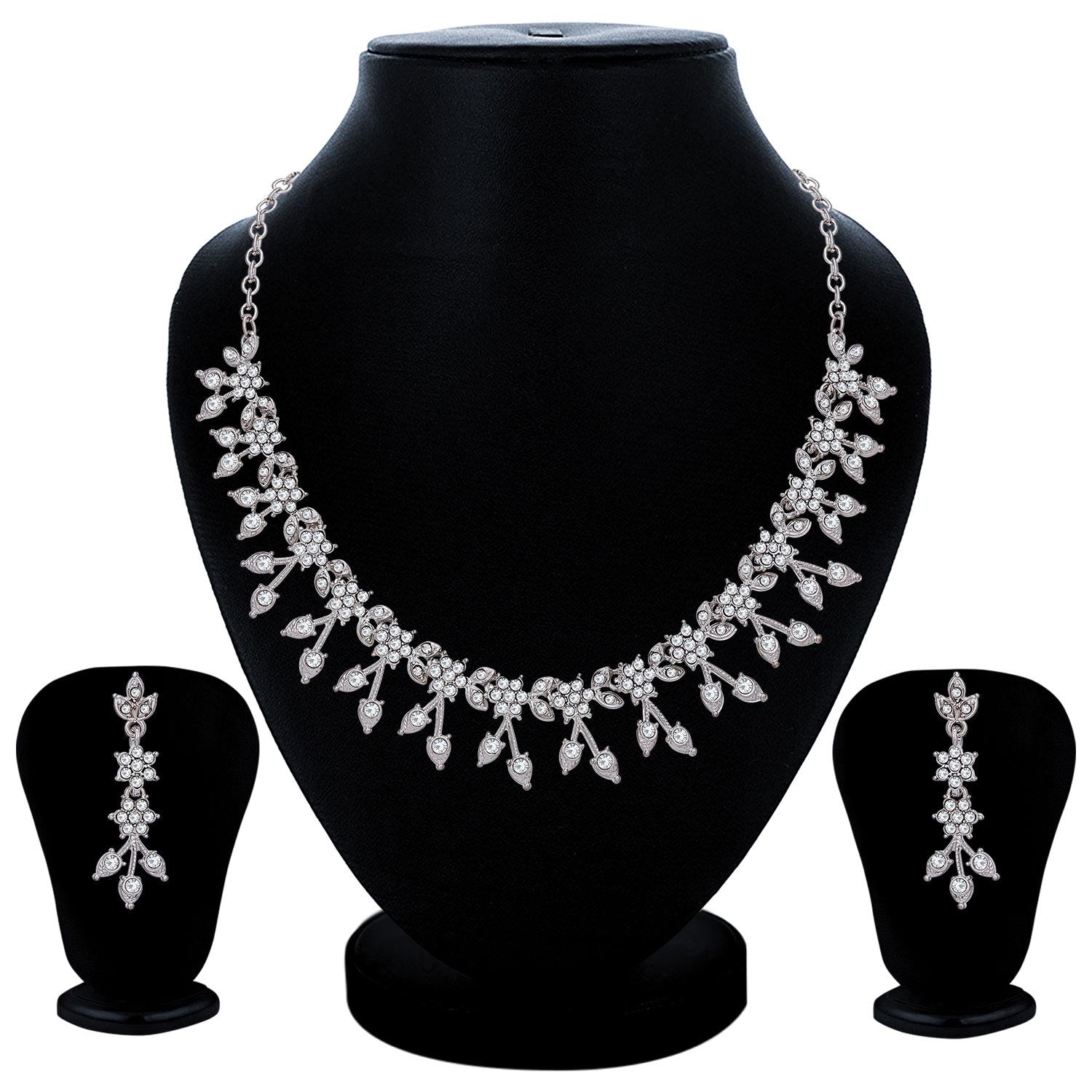 Sukkhi Padmavti Traditional Rhodium Plated Austrian Diamond Princess Necklace Set for Women