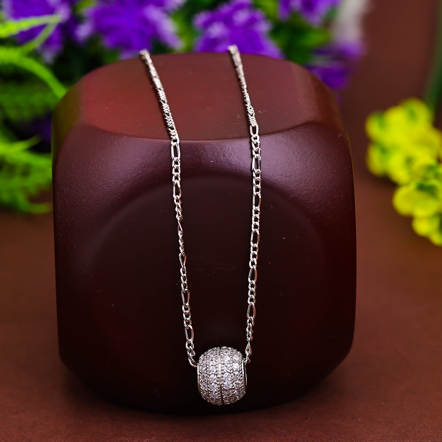 Pissara by Sukkhi Delightful 925 Sterling Silver Cubic Zirconia Pendant With Chain For Women And Girls|with Authenticity Certificate, 925 Stamp & 6 Months Warranty