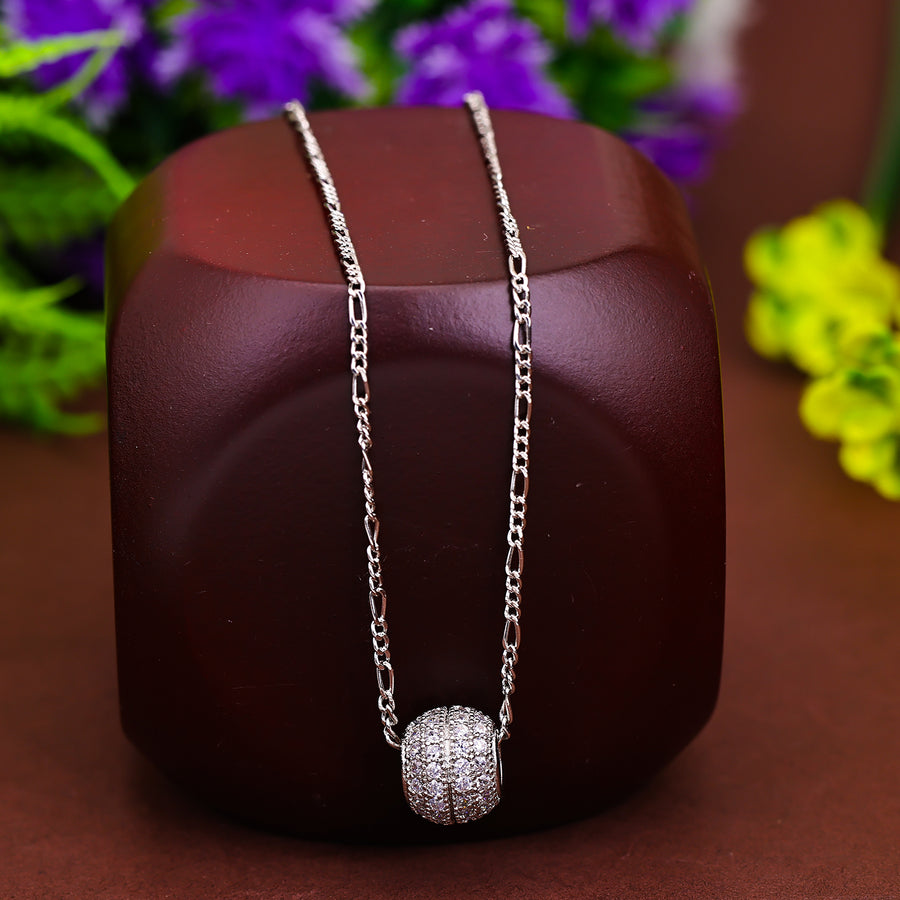 Pissara by Sukkhi Delightful 925 Sterling Silver Cubic Zirconia Pendant With Chain For Women And Girls|with Authenticity Certificate, 925 Stamp & 6 Months Warranty