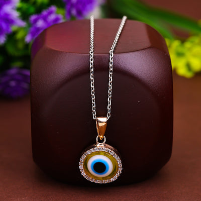 Pissara by Sukkhi Evil Eye Awesome 925 Sterling Silver Cubic Zirconia Pendant With Chain For Women And Girls|with Authenticity Certificate, 925 Stamp & 6 Months Warranty