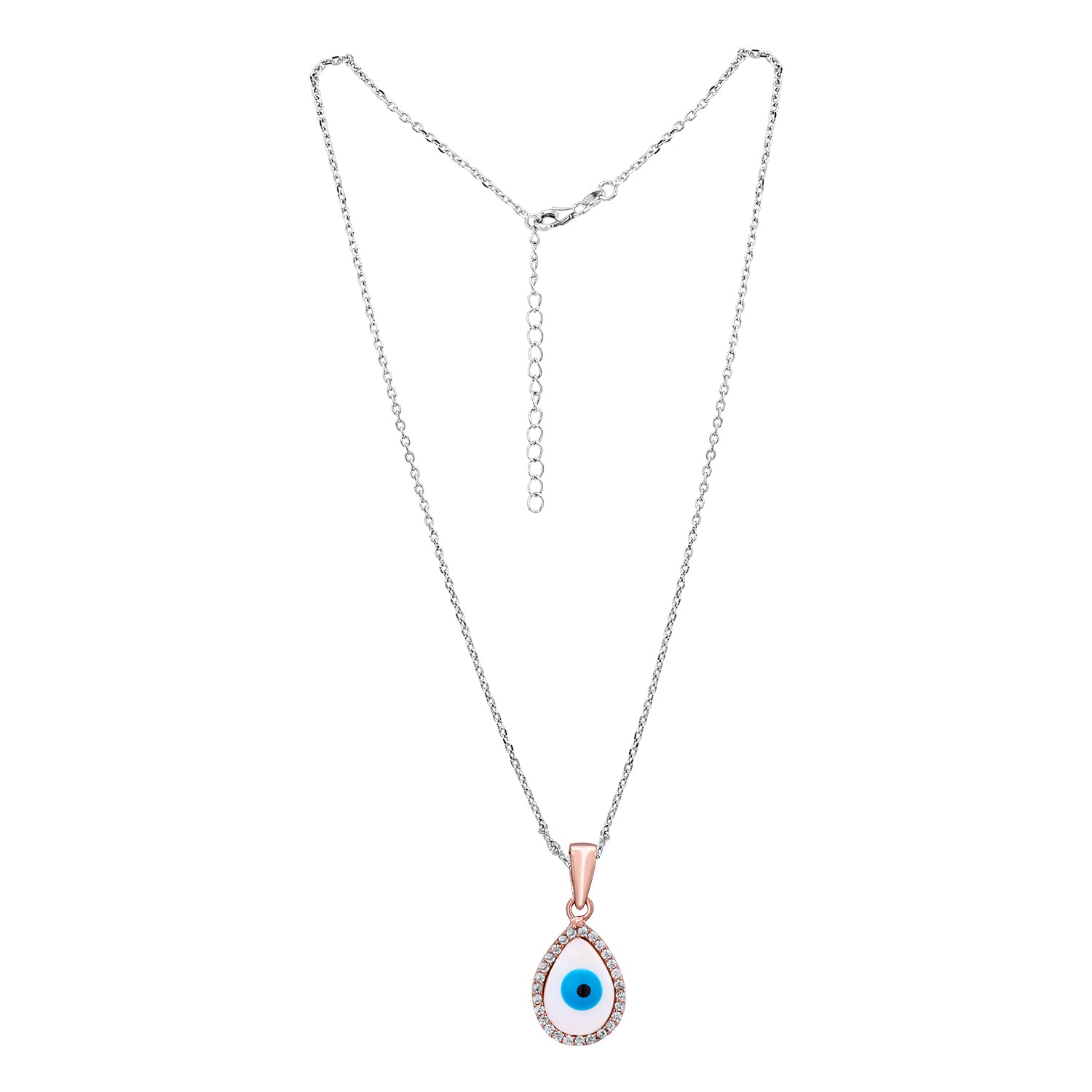 Pissara by Sukkhi Evil Eye Designer 925 Sterling Silver Cubic Zirconia Pendant With Chain For Women And Girls|with Authenticity Certificate, 925 Stamp & 6 Months Warranty