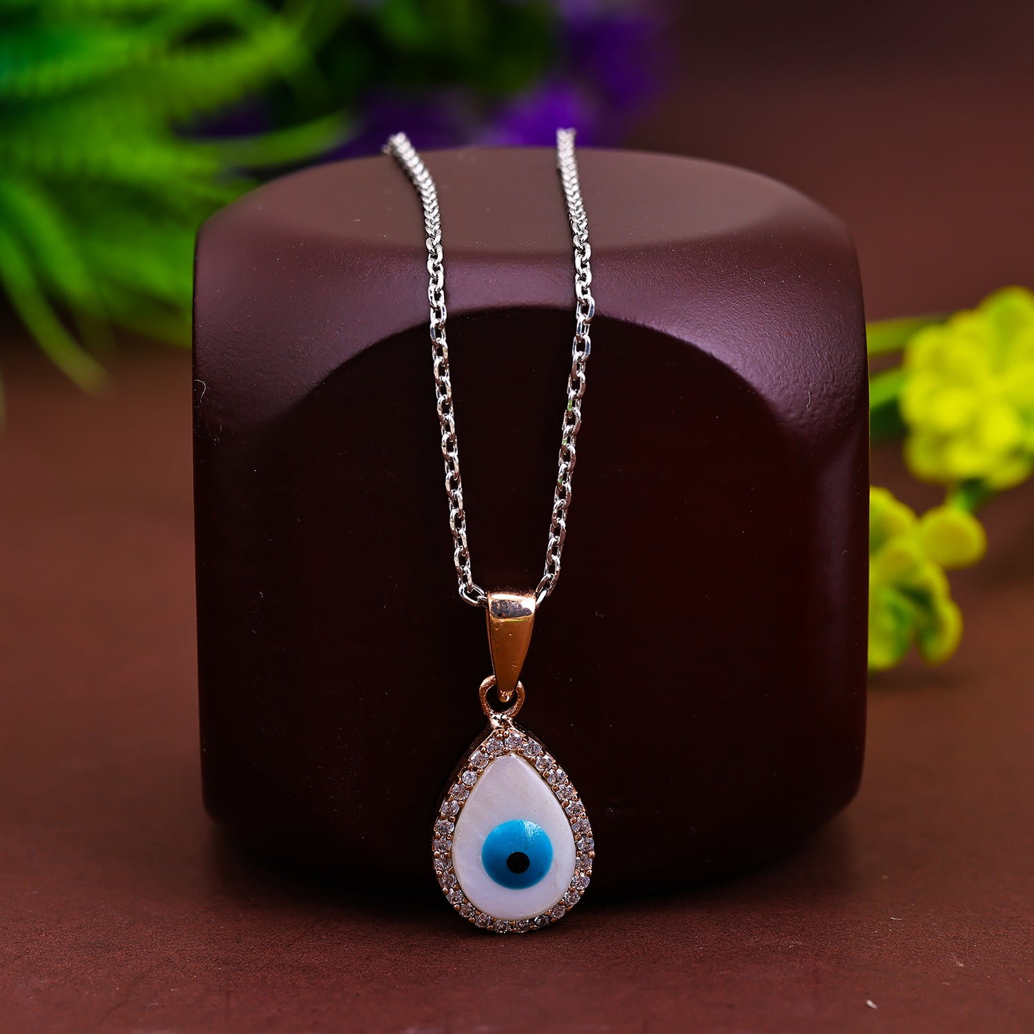 Pissara by Sukkhi Evil Eye Designer 925 Sterling Silver Cubic Zirconia Pendant With Chain For Women And Girls|with Authenticity Certificate, 925 Stamp & 6 Months Warranty