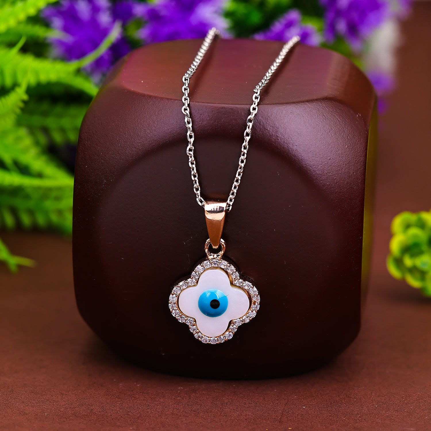 Pissara by Sukkhi Evil Eye Dazzling 925 Sterling Silver Cubic Zirconia Pendant With Chain For Women And Girls|with Authenticity Certificate, 925 Stamp & 6 Months Warranty