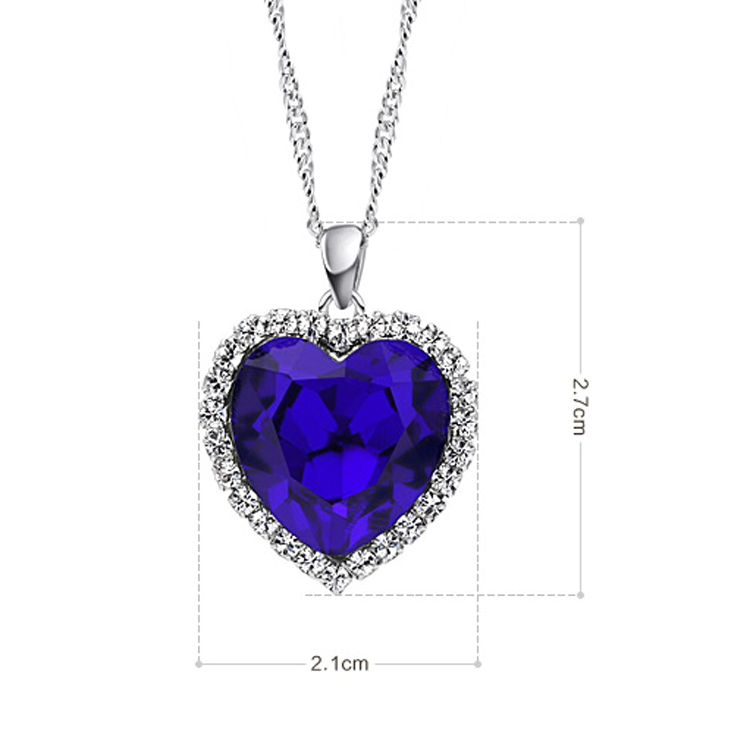 Sukkhi Modern Blue Titanic Valentine Heart Crystal Rhodium Plated Pendant for Women