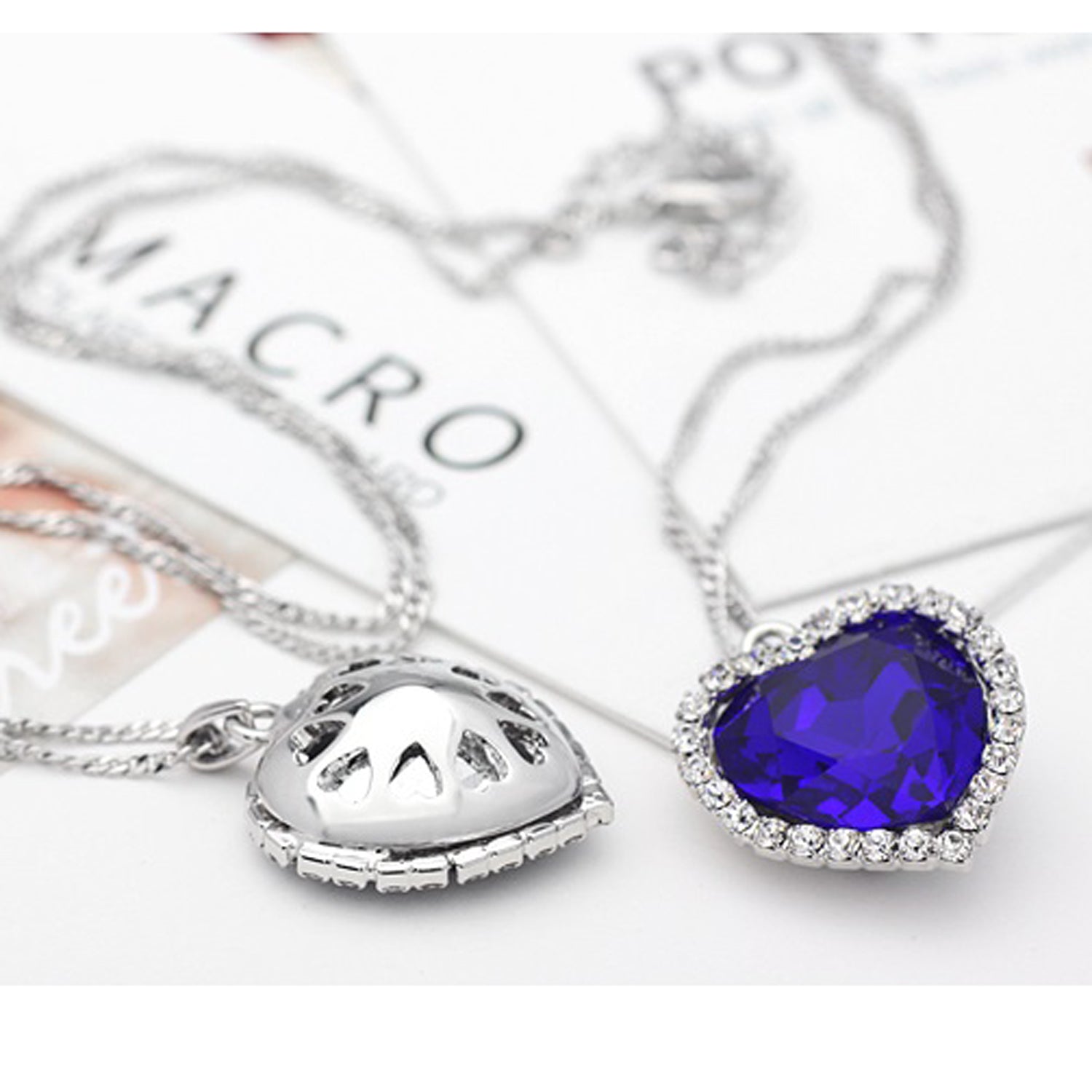 Sukkhi Modern Blue Titanic Valentine Heart Crystal Rhodium Plated Pendant for Women