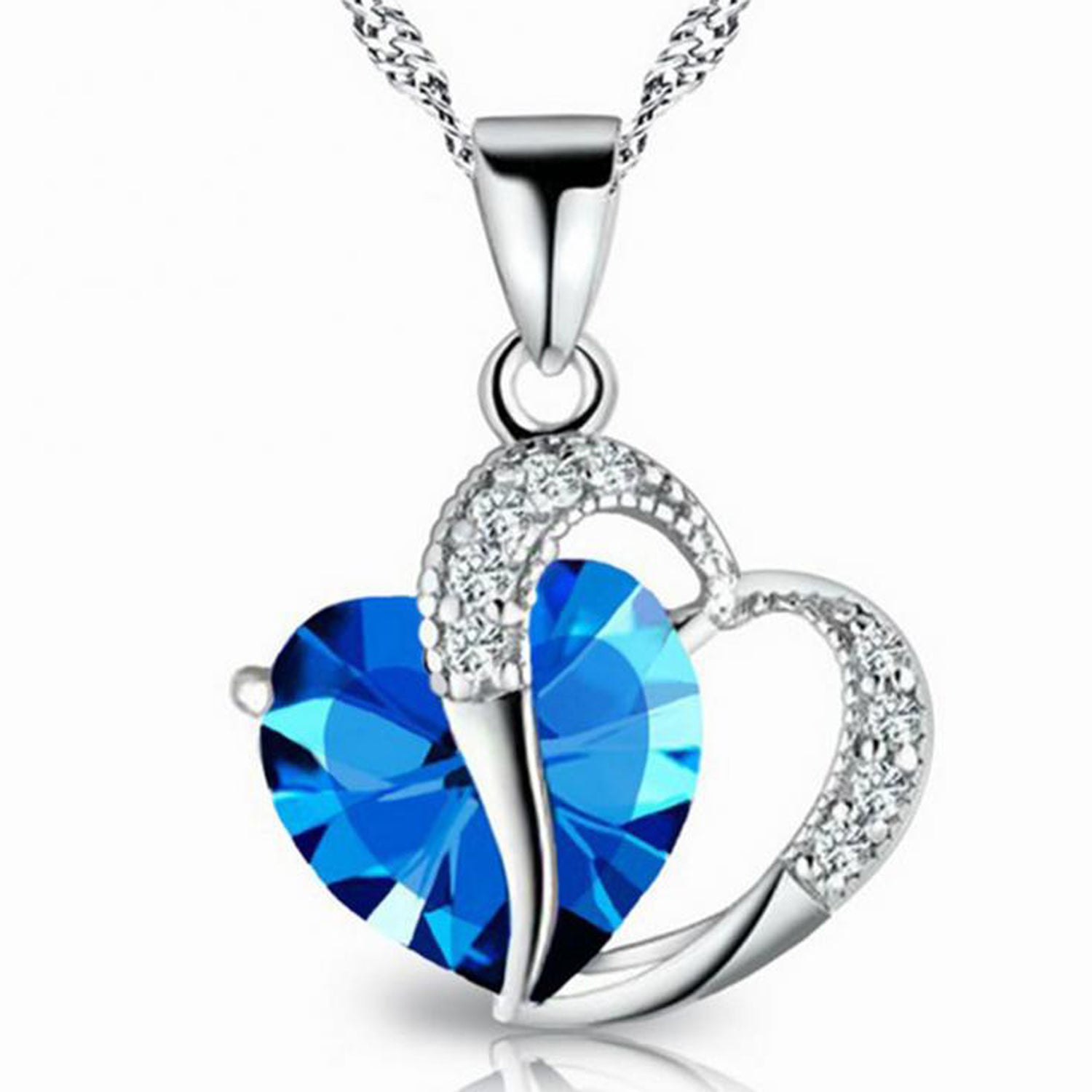 Sukkhi Trendy Joint Valentine Heart Crystal Rhodium Plated Pendant for Women