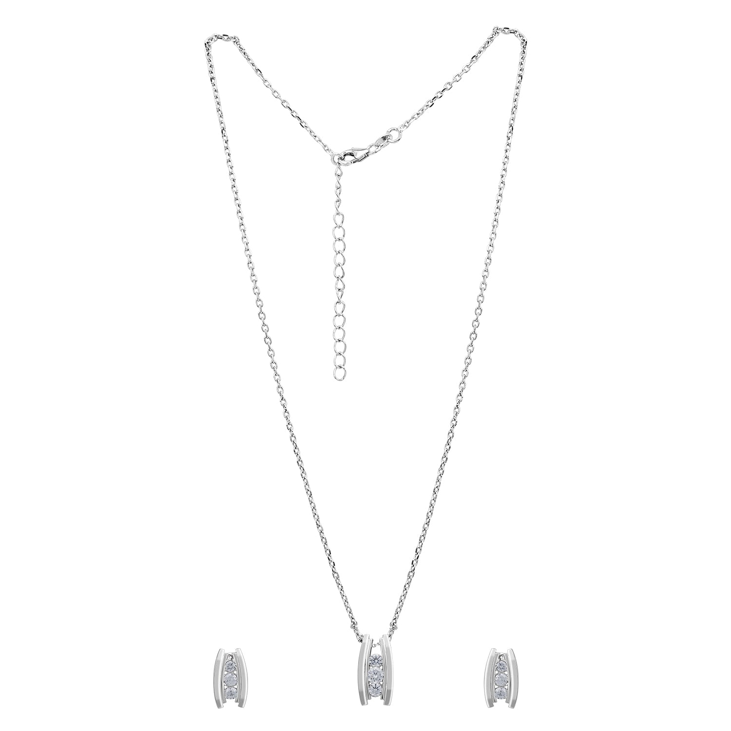 Pissara by Sukkhi Trendy 925 Sterling Silver Cubic Zirconia Pendant Set For Women And Girls|with Authenticity Certificate, 925 Stamp & 6 Months Warranty