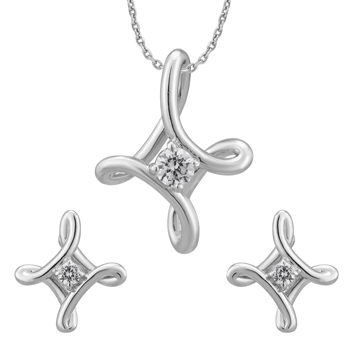 Pissara by Sukkhi Gleaming 925 Sterling Silver Cubic Zirconia Pendant Set For Women And Girls|with Authenticity Certificate, 925 Stamp & 6 Months Warranty