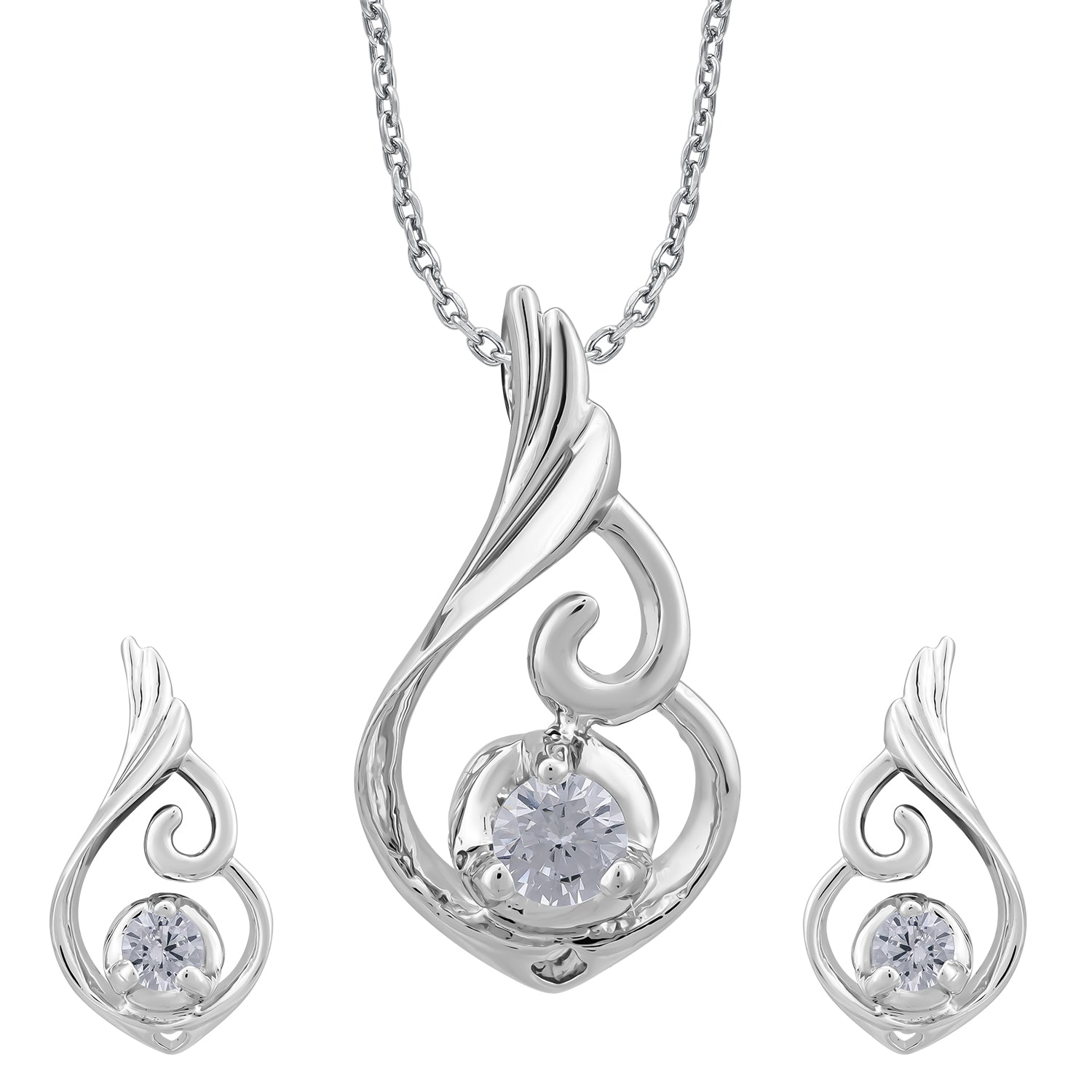 Pissara by Sukkhi Glittery 925 Sterling Silver Cubic Zirconia Pendant Set For Women And Girls|with Authenticity Certificate, 925 Stamp & 6 Months Warranty