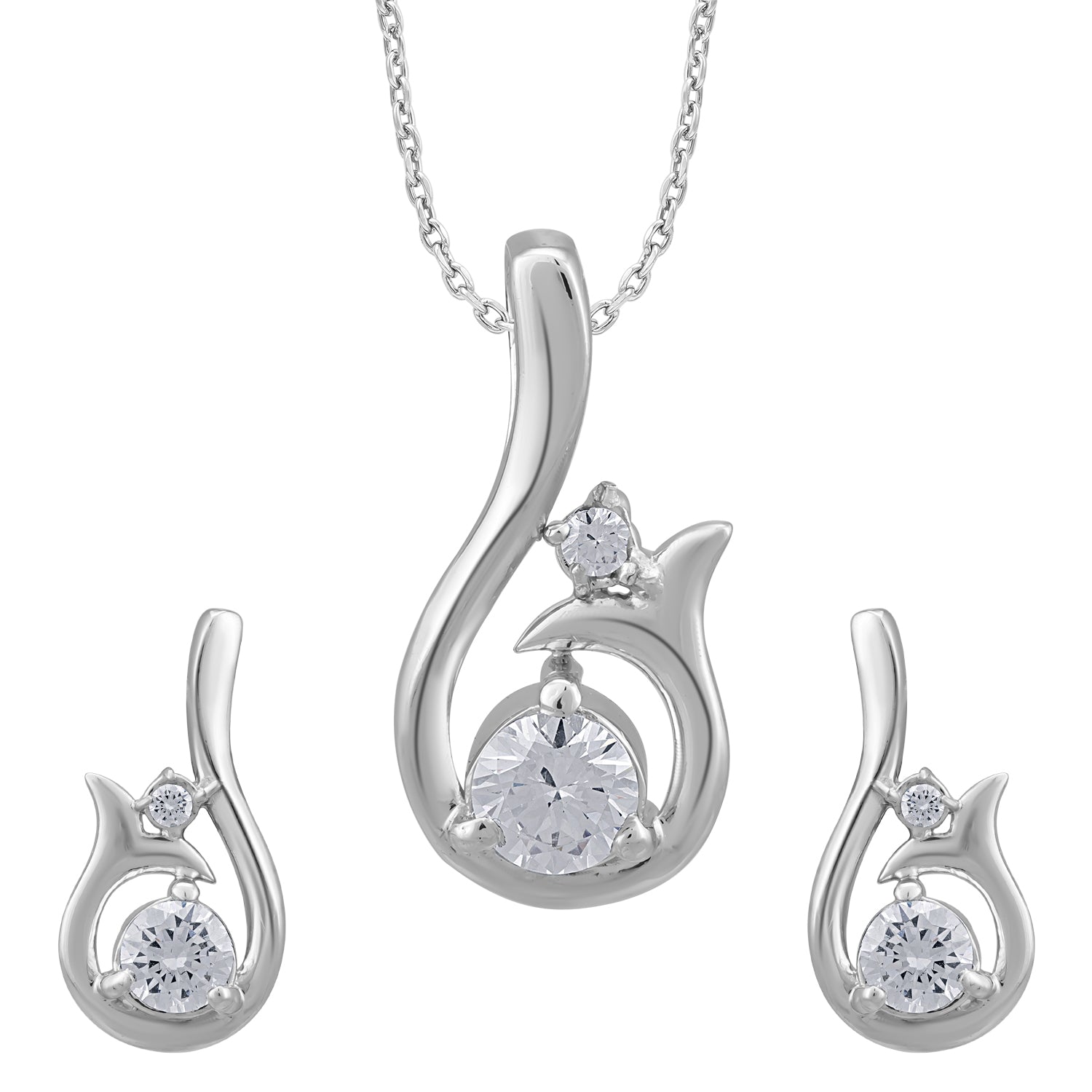 Pissara by Sukkhi Lovely 925 Sterling Silver Cubic Zirconia Pendant Set For Women And Girls|with Authenticity Certificate, 925 Stamp & 6 Months Warranty