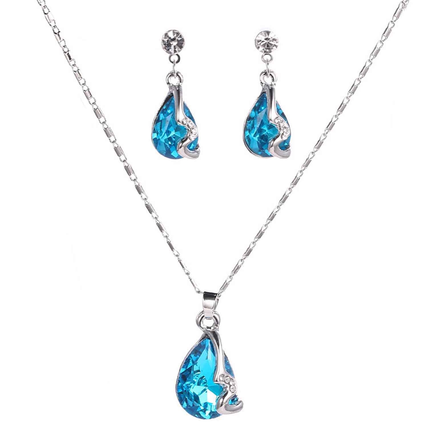 Sukkhi Intricately Crystal Colour Stone Rhodium Plated Pendant Set for Women