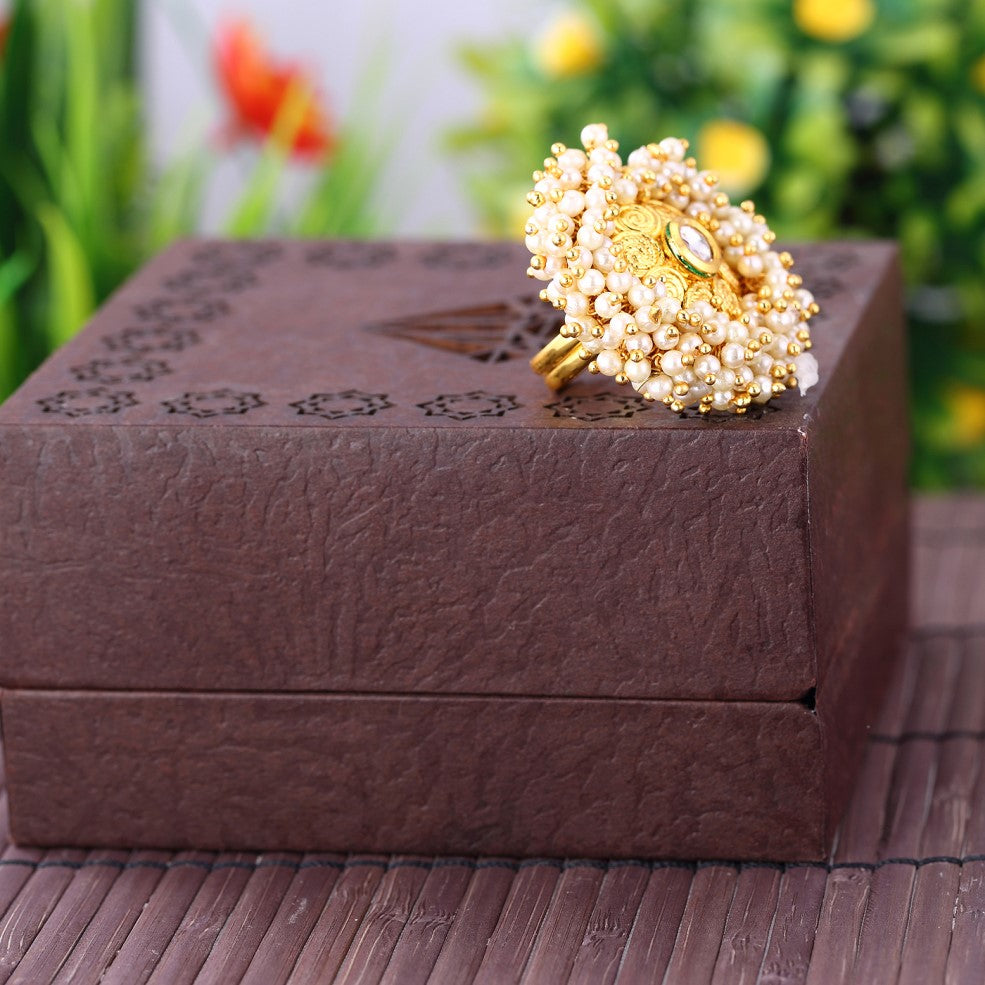 Sukkhi Ravishing Gold Plated Ring for Women - Free Size