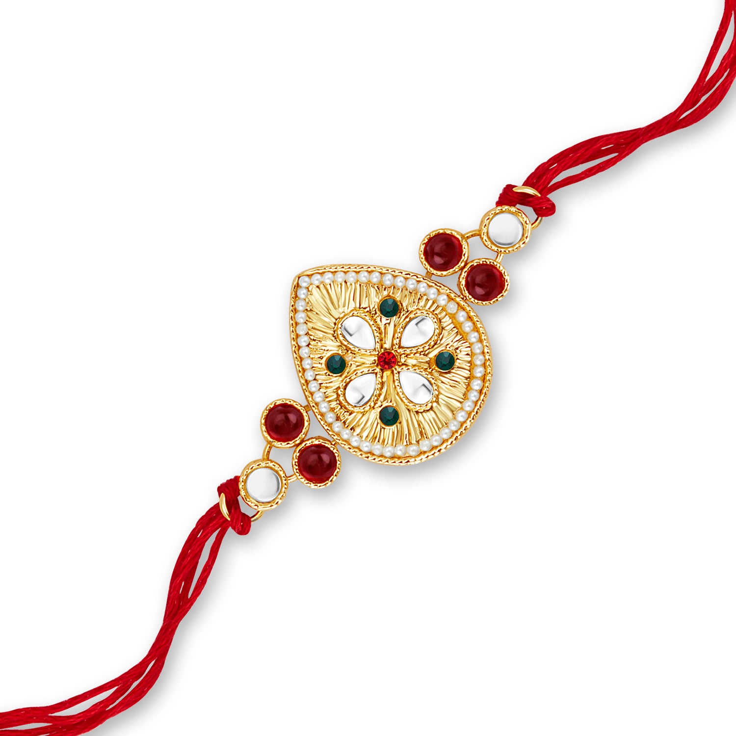 Sukkhi Incrediable Gold Plated Rakhi with Roli Chawal and Raksha Bandhan Greeting Card for Men