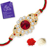 Sukkhi Traditional Gold Plated Rakhi with Roli Chawal and Raksha Bandhan Greeting Card for Men