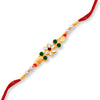 Sukkhi Sparkling Gold Plated Floral Rakhi with Roli Chawal and Raksha Bandhan Greeting Card for Men