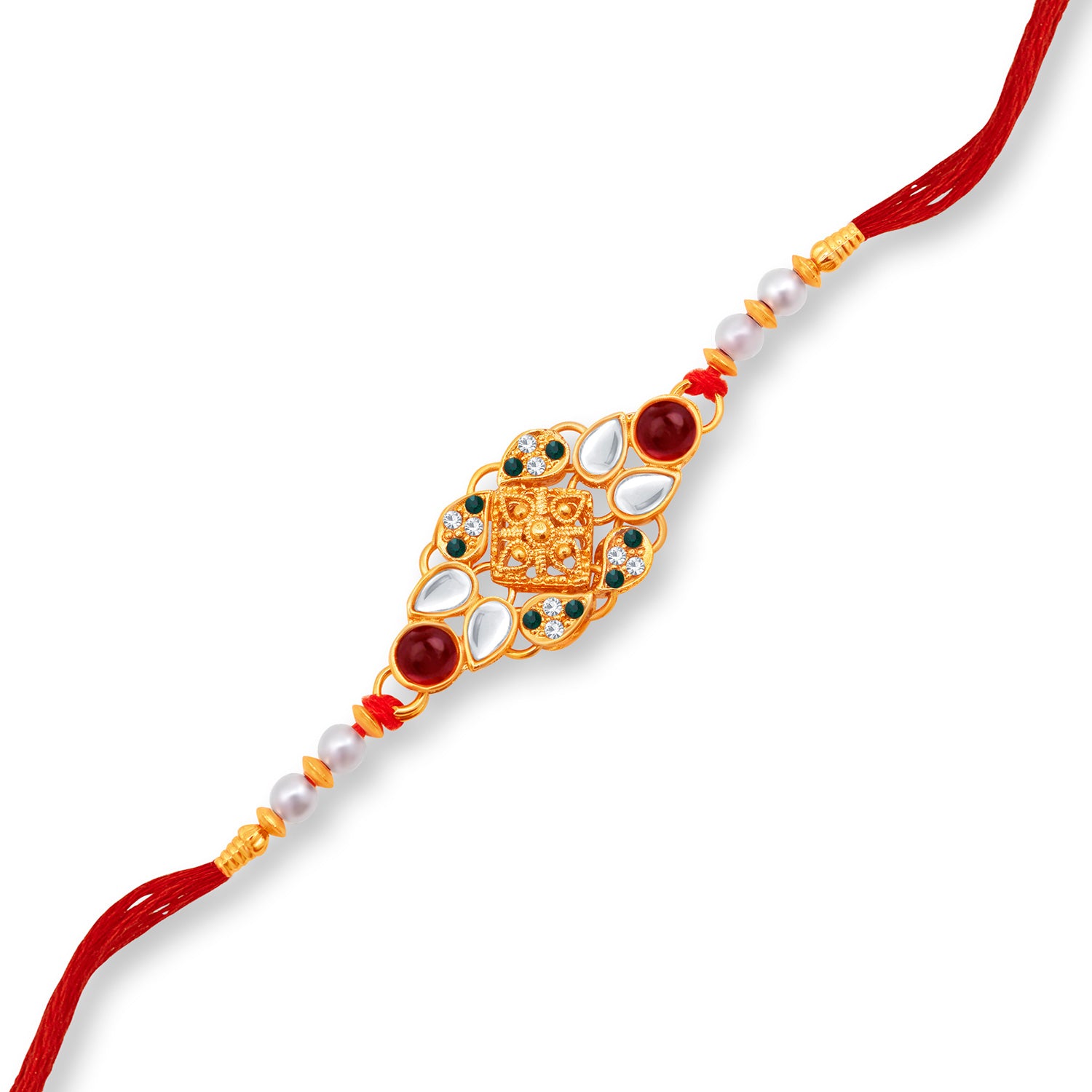 Sukkhi Modern Gold Plated Rakhi with Roli Chawal and Raksha Bandhan Greeting Card for Men