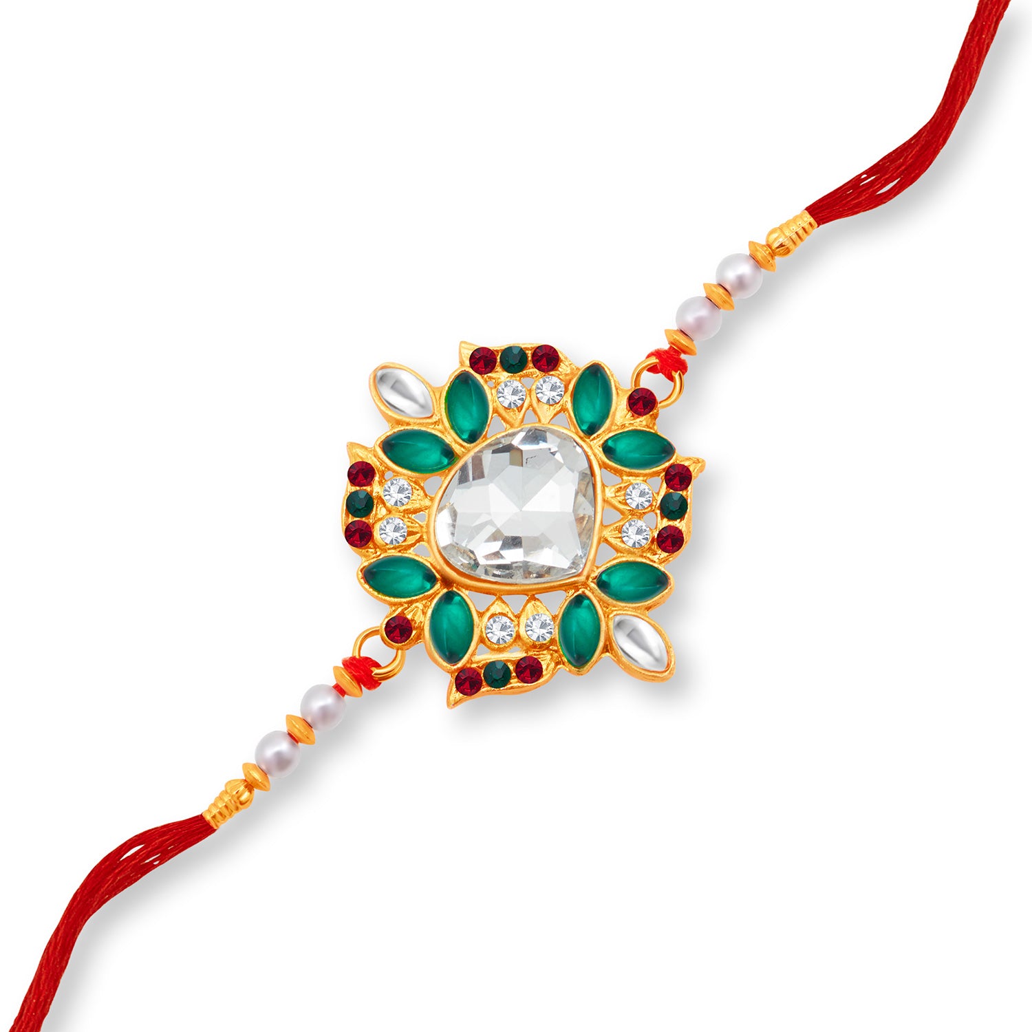 Sukkhi Incrediable Gold Plated Rakhi with Roli Chawal and Raksha Bandhan Greeting Card for Men
