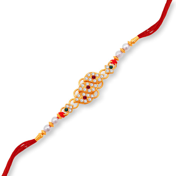 Sukkhi Designer Gold Plated Rakhi with Roli Chawal and Raksha Bandhan ...