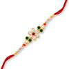 Sukkhi Glimmery Gold Plated Floral Rakhi with Roli Chawal and Raksha Bandhan Greeting Card for Men