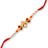 Sukkhi Stunning Gold Plated Rakhi with Roli Chawal and Raksha Bandhan Greeting Card for Men