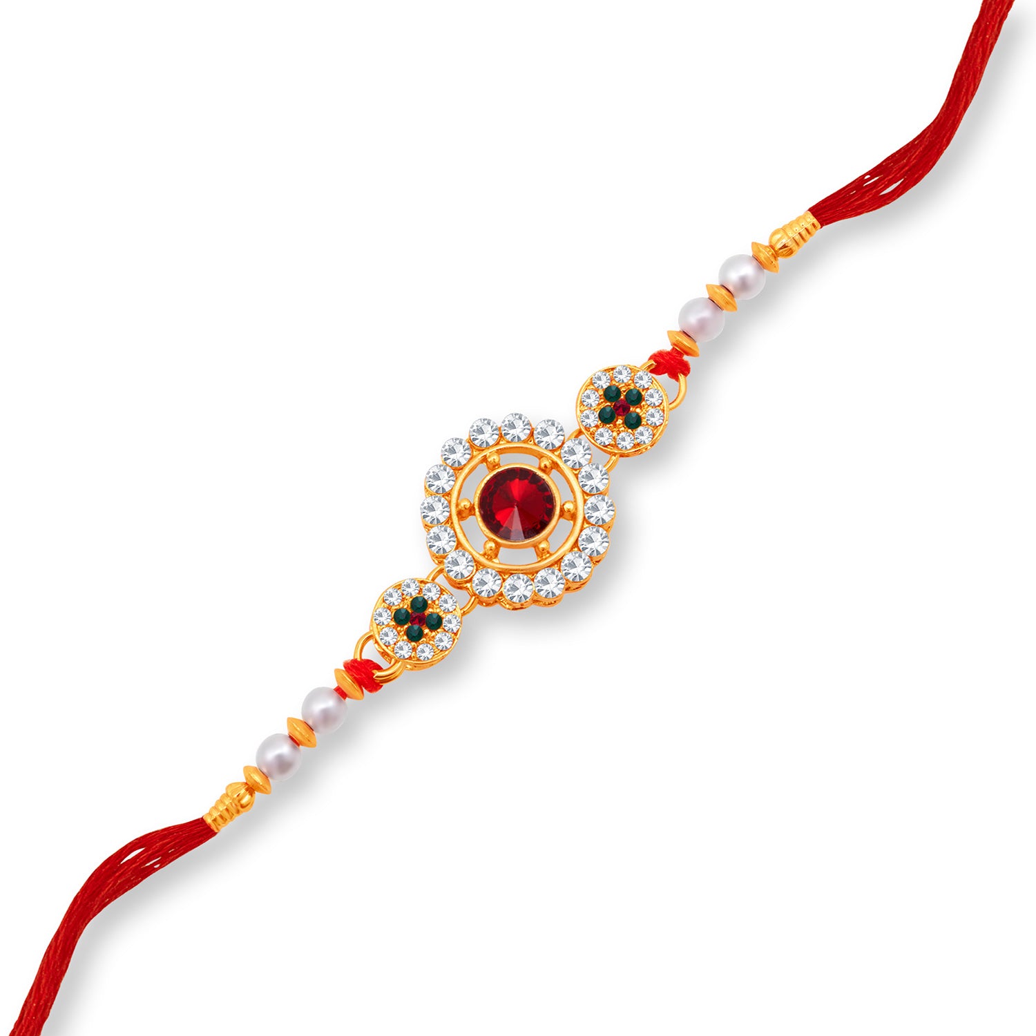 Sukkhi Delicate Gold Plated Rakhi with Roli Chawal and Raksha Bandhan Greeting Card for Men