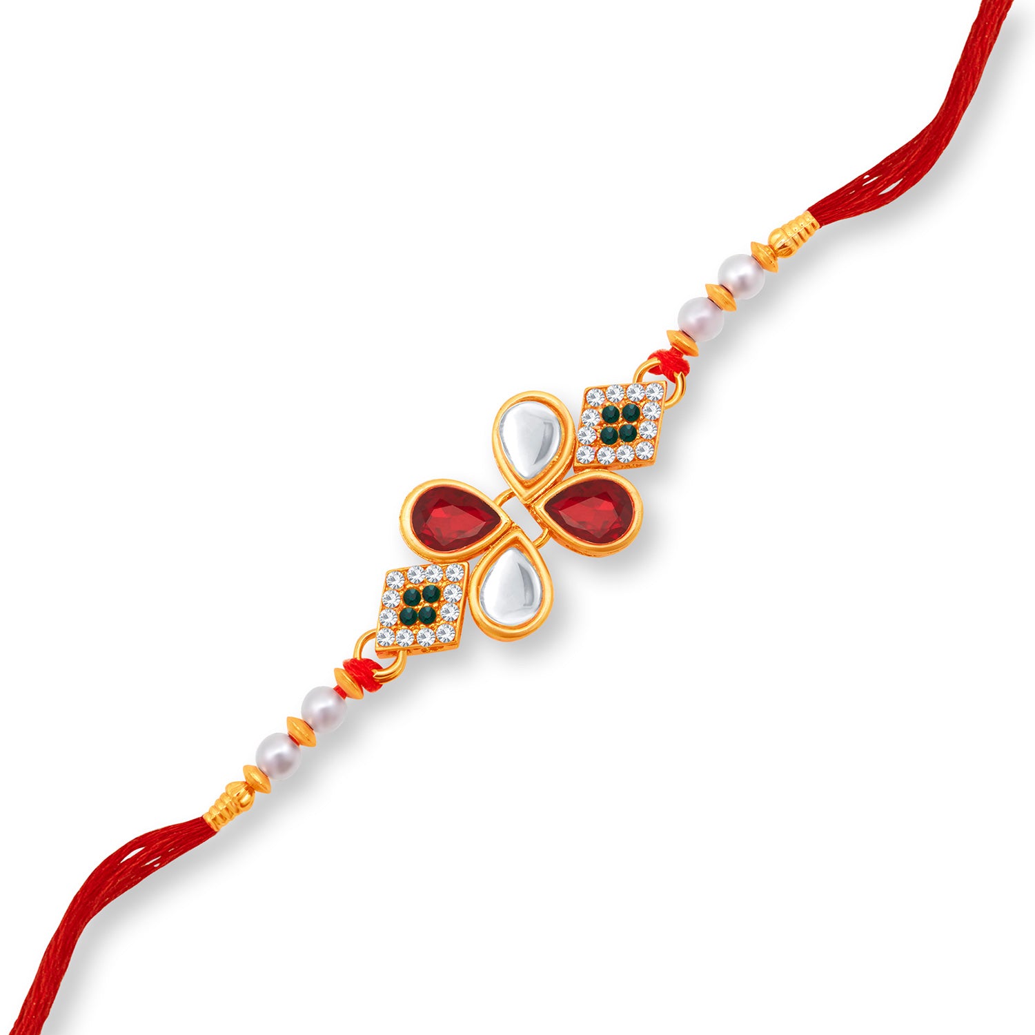Sukkhi Marvelous Gold Plated Rakhi with Roli Chawal and Raksha Bandhan Greeting Card for Men