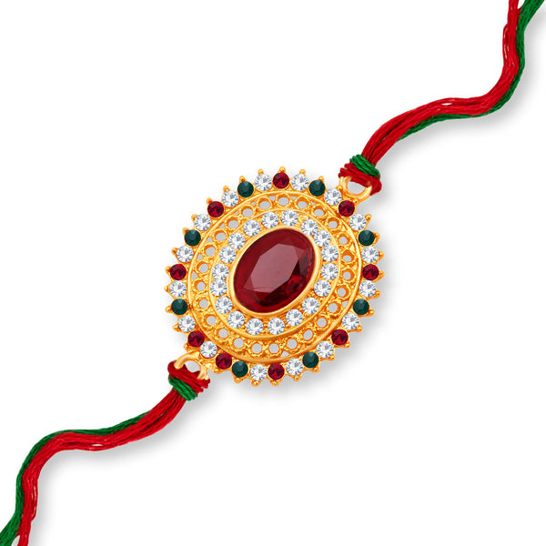 Sukkhi Eye-Catchy Gold Plated Rakhi with Roli Chawal and Raksha Bandha ...
