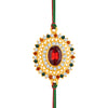 Sukkhi Eye-Catchy Gold Plated Rakhi with Roli Chawal and Raksha Bandhan Greeting Card for Men