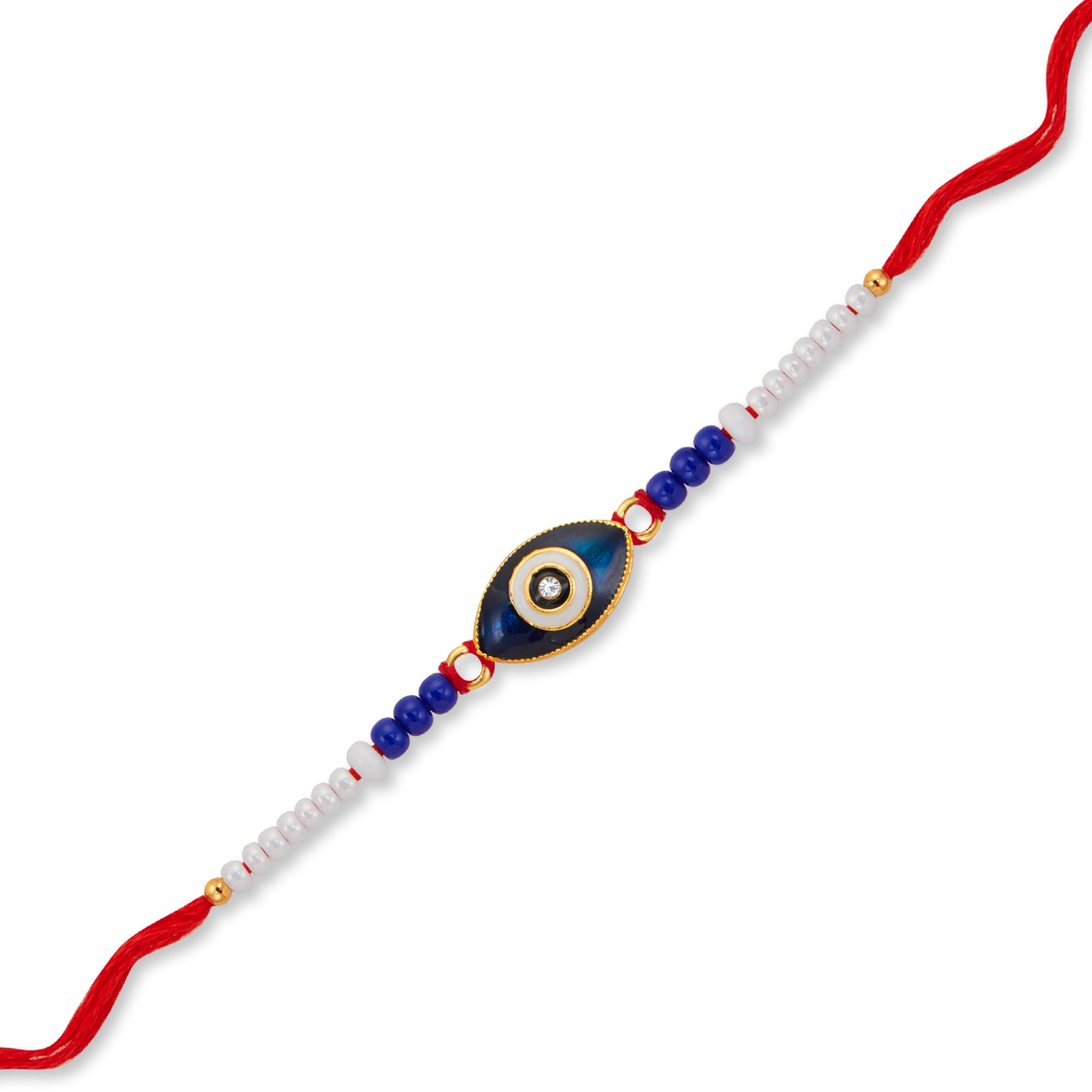Sukkhi Attractive Gold Plated Evil Eye Rakhi with Roli Chawal and Raksha Bandhan Greeting Card For Men