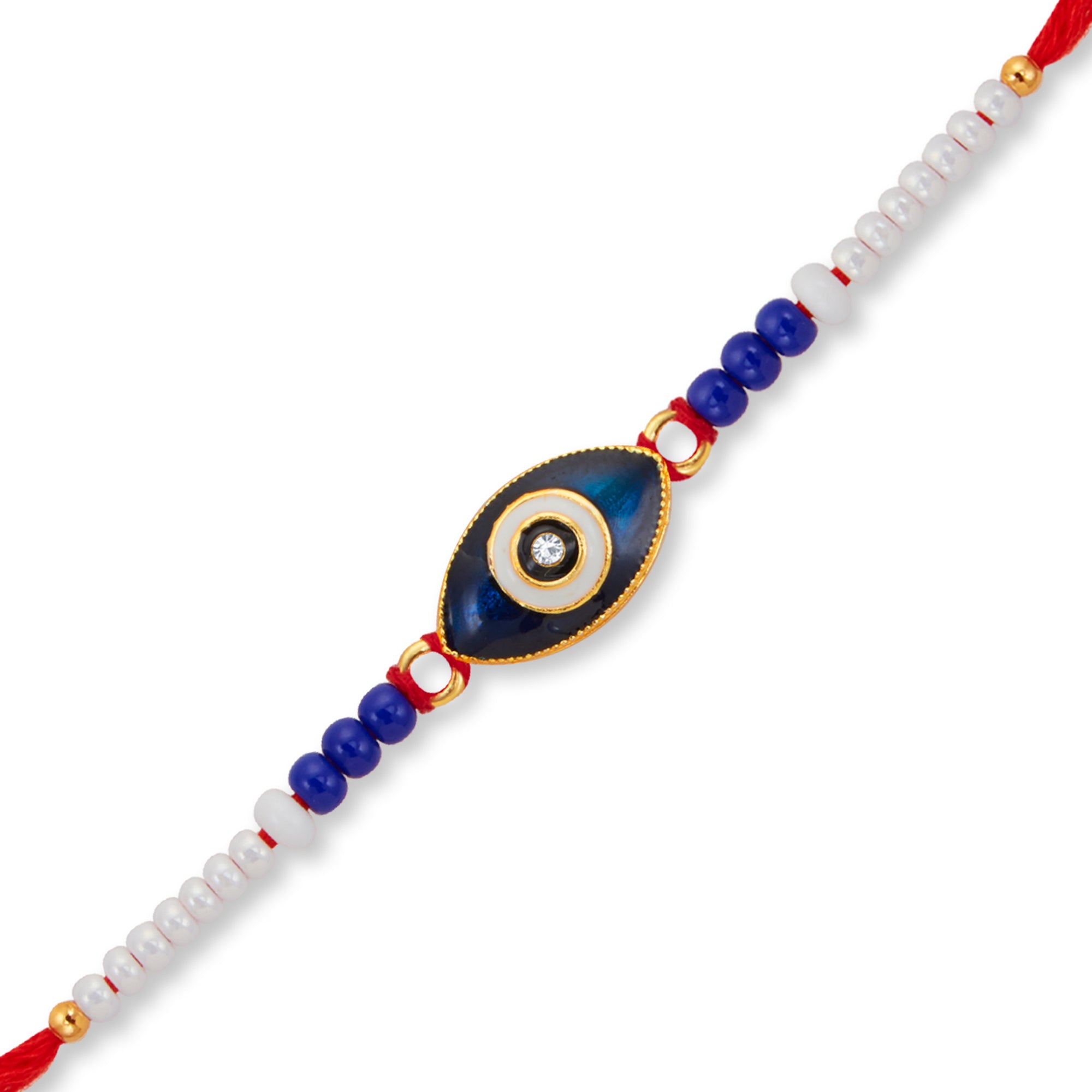 Sukkhi Attractive Gold Plated Evil Eye Rakhi with Roli Chawal and Raksha Bandhan Greeting Card For Men