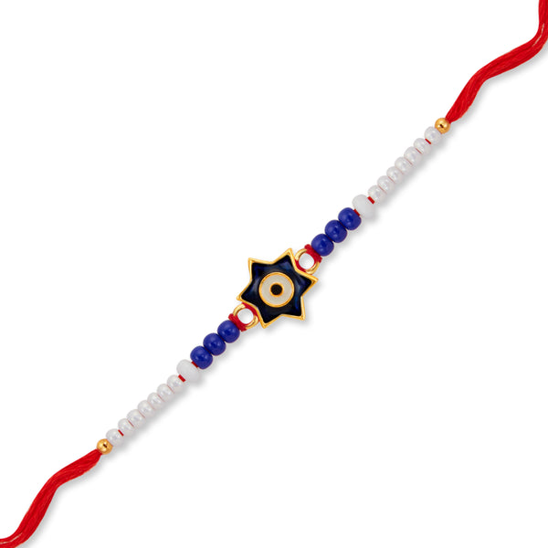 Sukkhi Amazing Gold Plated Star Evil Eye Rakhi with Roli Chawal and Ra ...