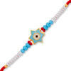 Sukkhi Delicate Gold Plated Star Rakhi with Roli Chawal and Raksha Bandhan Greeting Card For Men