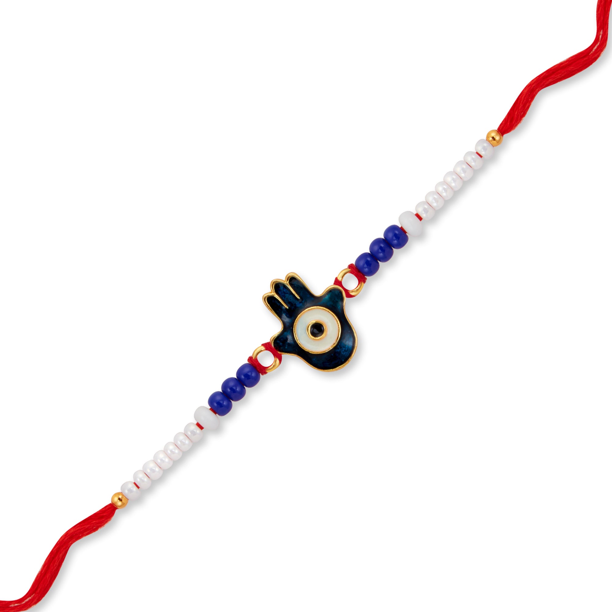 Sukkhi Glitzy Gold Plated Evil Eye Rakhi with Roli Chawal and Raksha Bandhan Greeting Card For Men