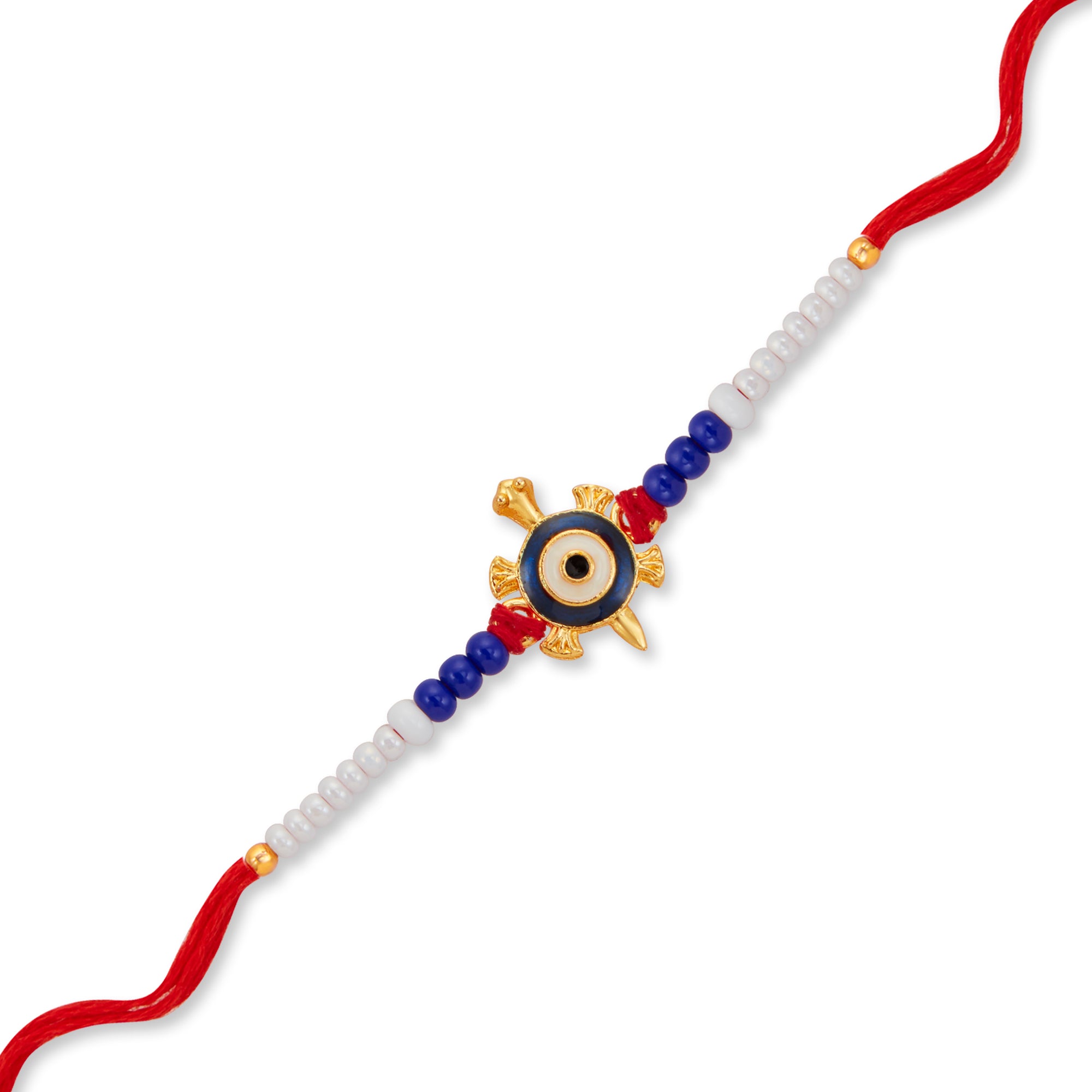 Sukkhi Ethnic Gold Plated Turtle & Evil Eye Rakhi with Roli Chawal and Raksha Bandhan Greeting Card For Men