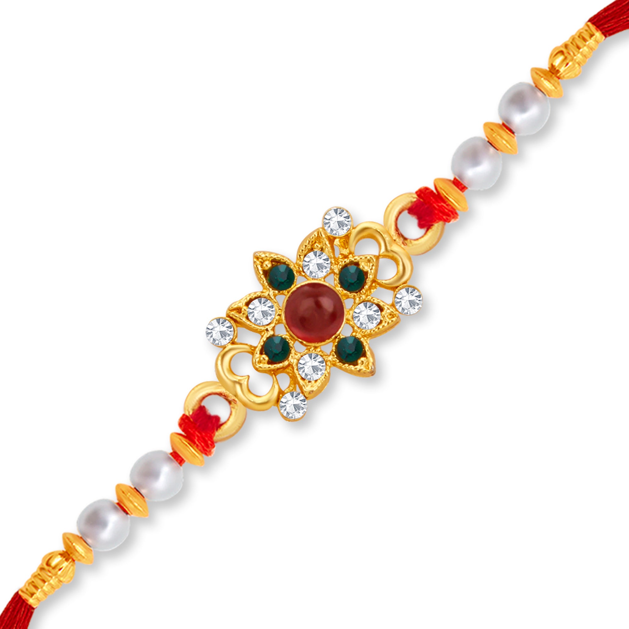 Sukkhi Trendy Gold Plated Rakhi with Roli Chawal and Raksha Bandhan Greeting Card For Men