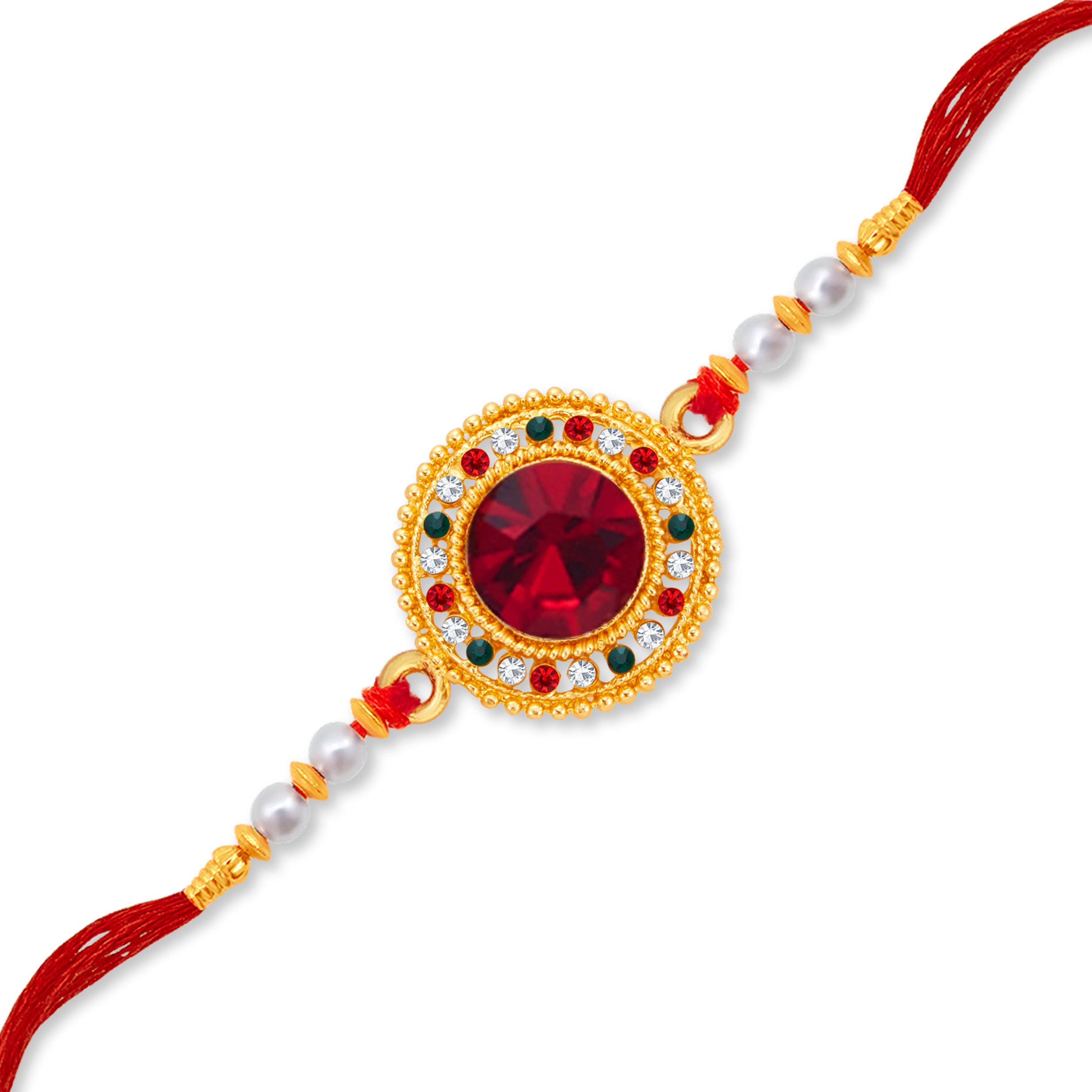 Sukkhi Elegant Gold Plated Rakhi with Roli Chawal and Raksha Bandhan Greeting Card For Men