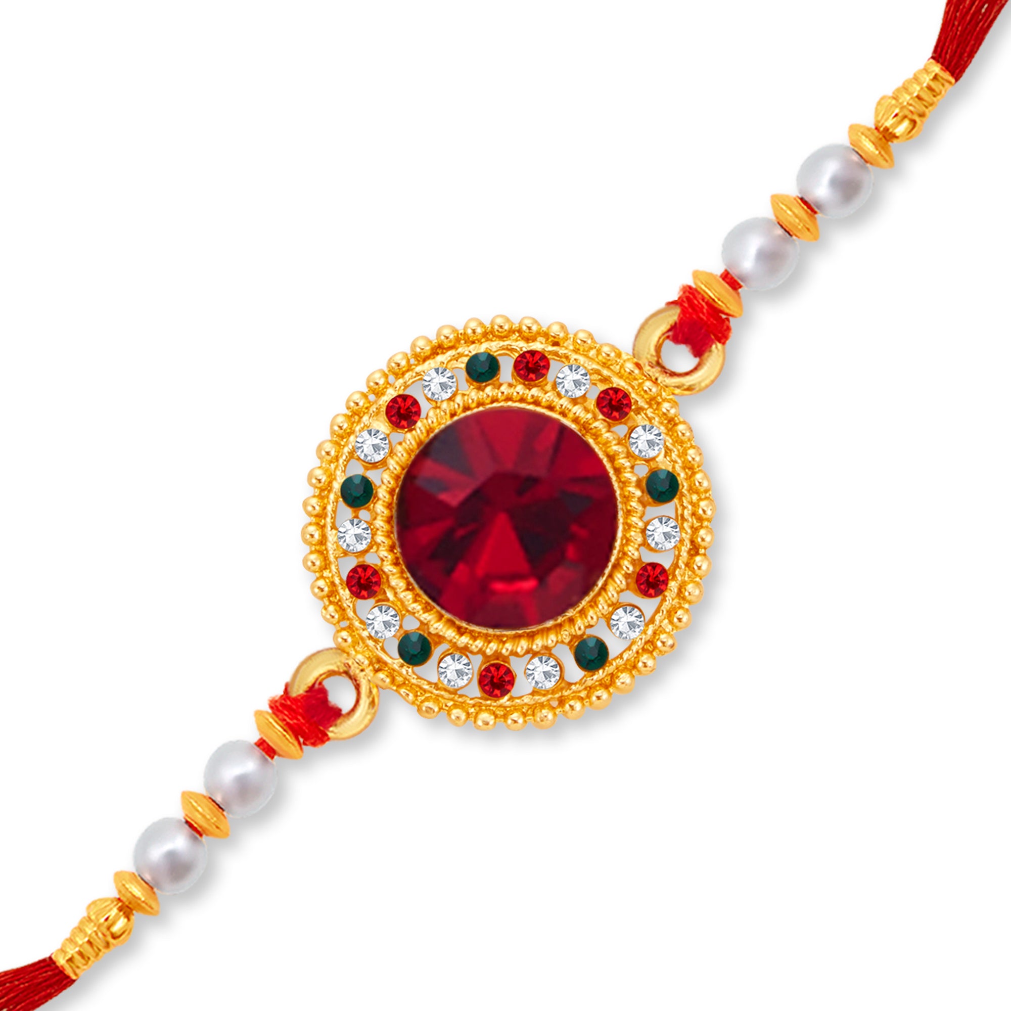 Sukkhi Elegant Gold Plated Rakhi with Roli Chawal and Raksha Bandhan Greeting Card For Men