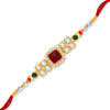 Sukkhi Classic Gold Plated Rakhi with Roli Chawal and Raksha Bandhan Greeting Card For Men