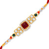 Sukkhi Classic Gold Plated Rakhi with Roli Chawal and Raksha Bandhan Greeting Card For Men