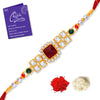 Sukkhi Classic Gold Plated Rakhi with Roli Chawal and Raksha Bandhan Greeting Card For Men