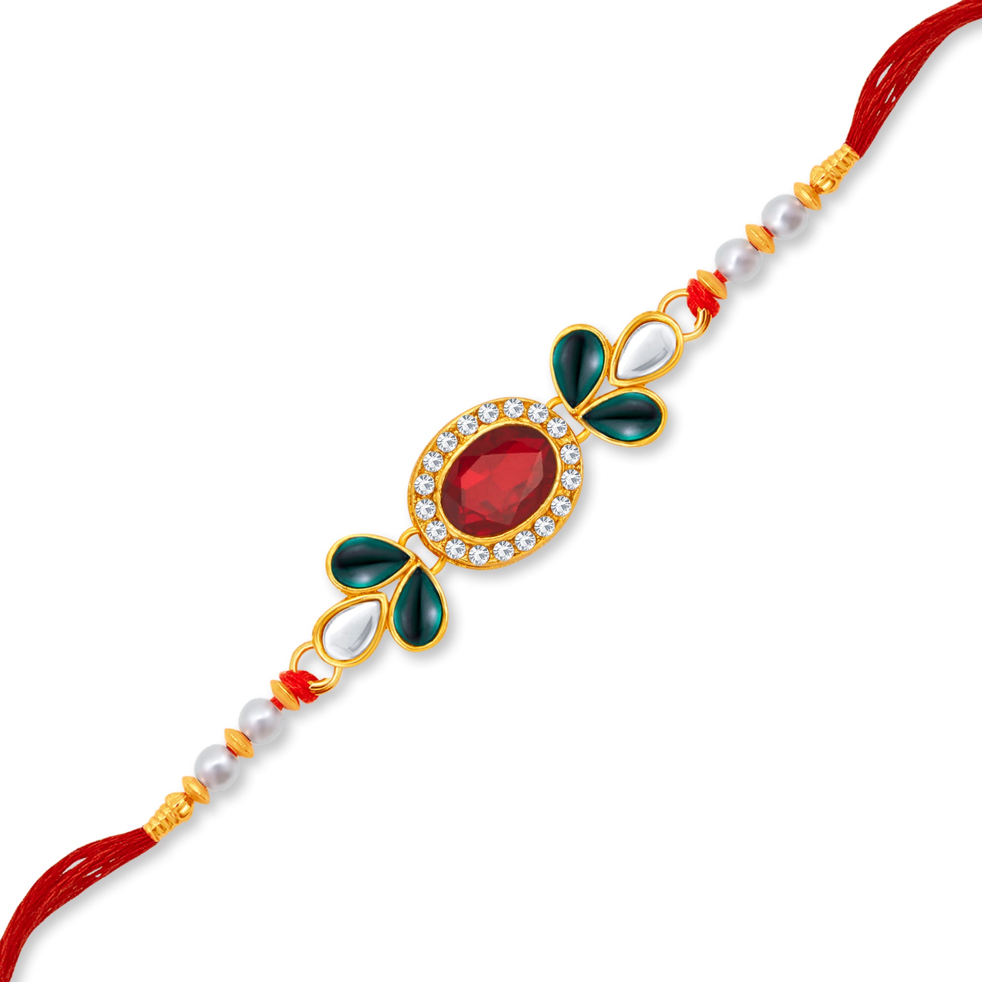 Sukkhi Classy Gold Plated Rakhi with Roli Chawal and Raksha Bandhan Greeting Card For Men