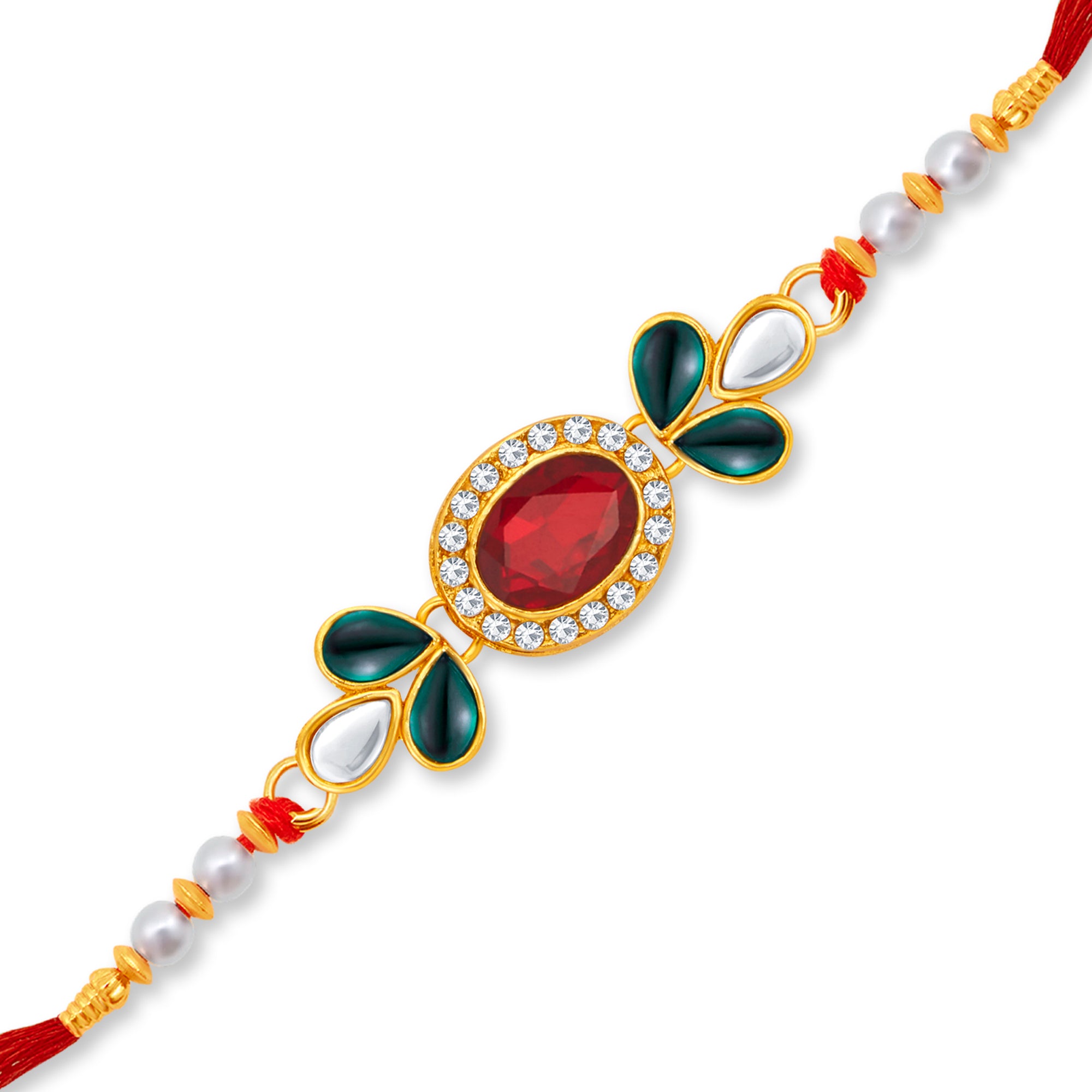 Sukkhi Classy Gold Plated Rakhi with Roli Chawal and Raksha Bandhan Greeting Card For Men