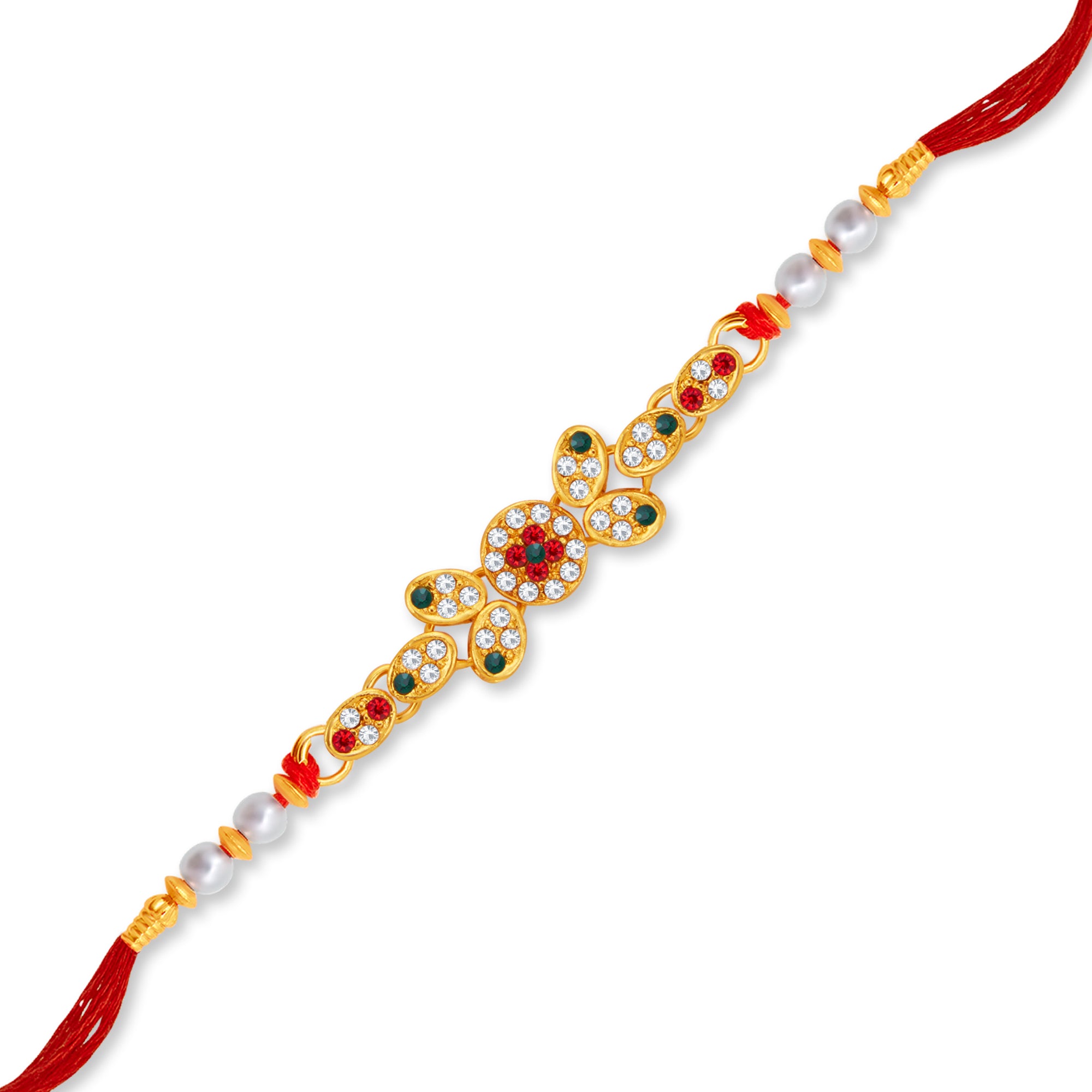 Sukkhi Fancy Gold Plated Rakhi with Roli Chawal and Raksha Bandhan Greeting Card For Men