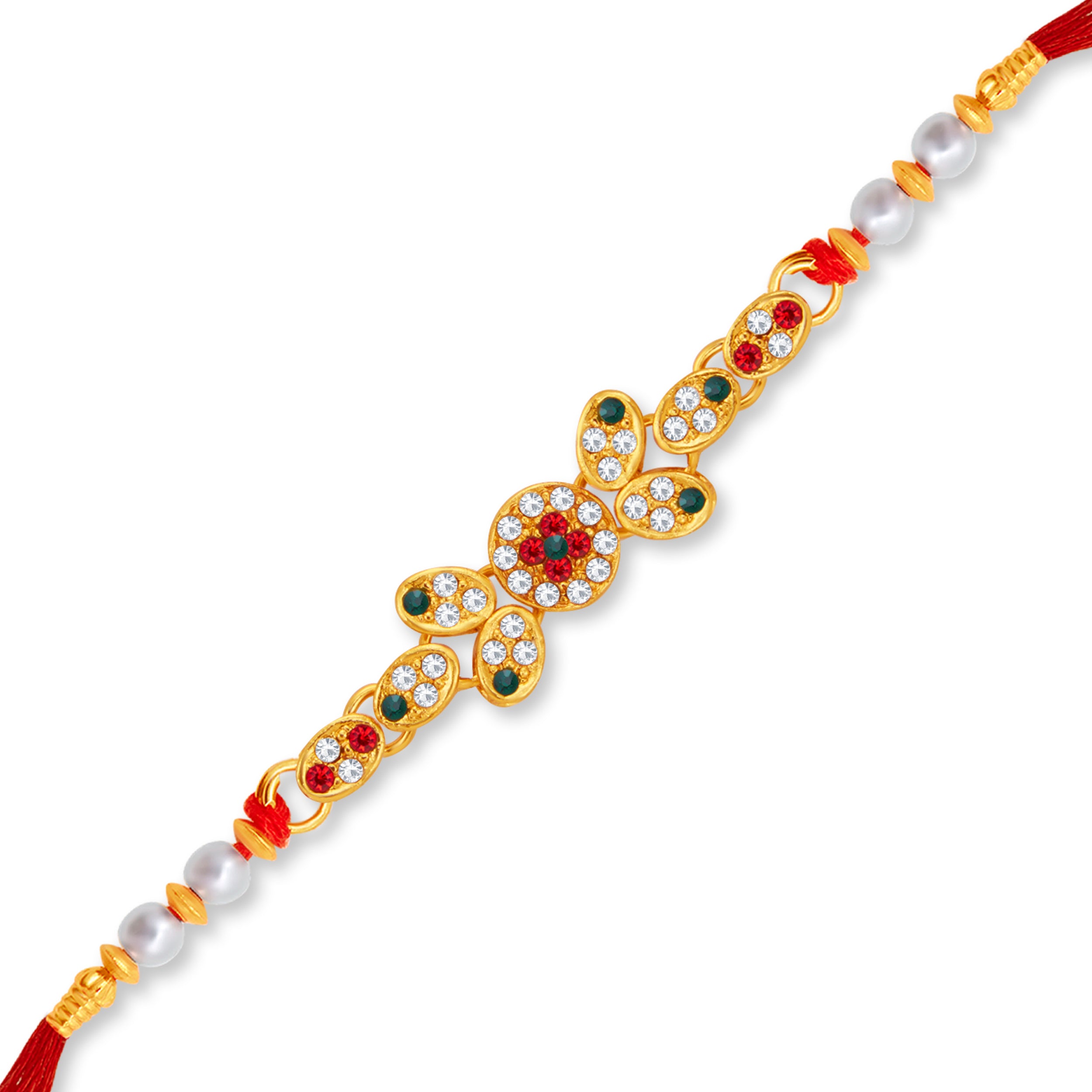 Sukkhi Fancy Gold Plated Rakhi with Roli Chawal and Raksha Bandhan Greeting Card For Men