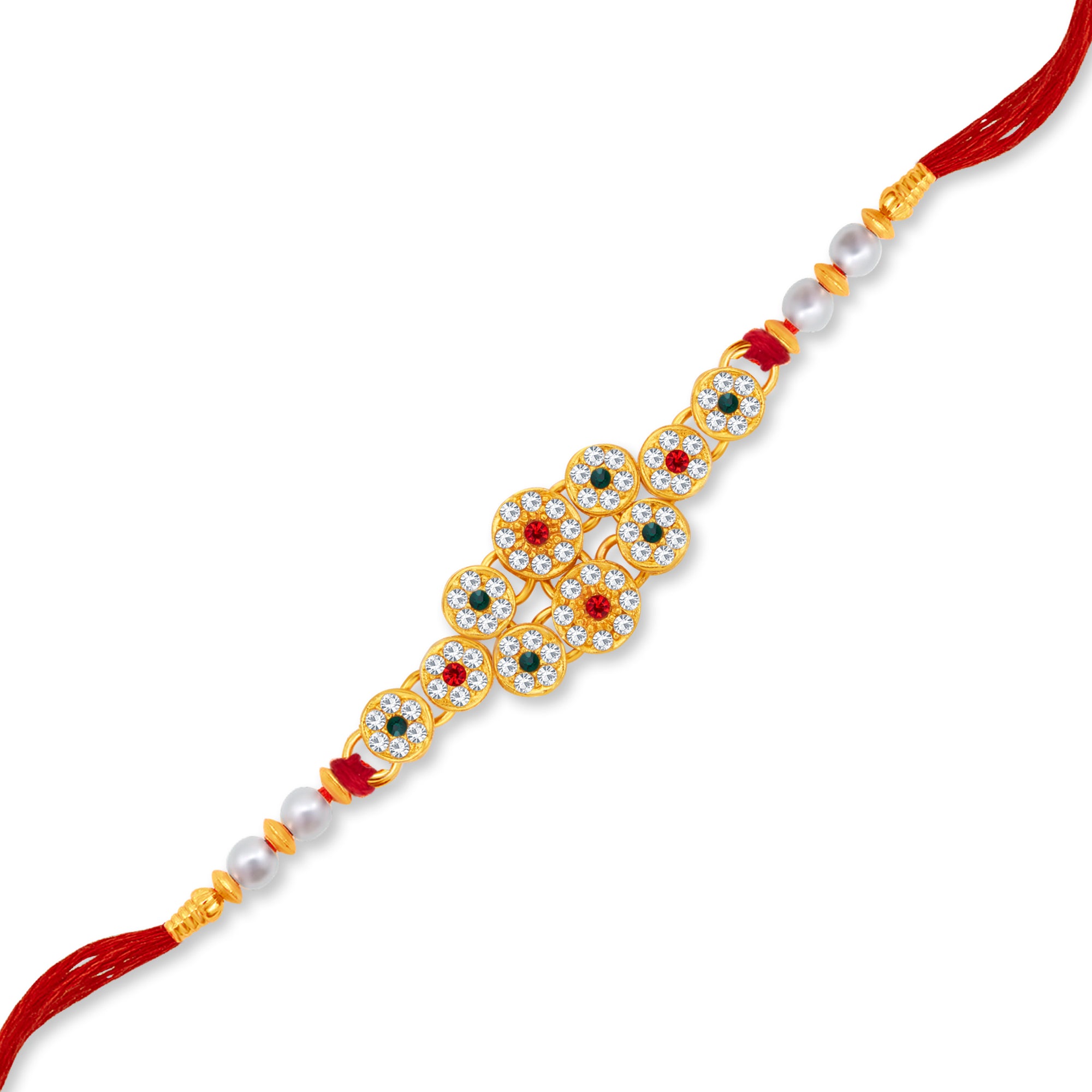 Sukkhi Glorious Gold Plated Rakhi with Roli Chawal and Raksha Bandhan Greeting Card For Men
